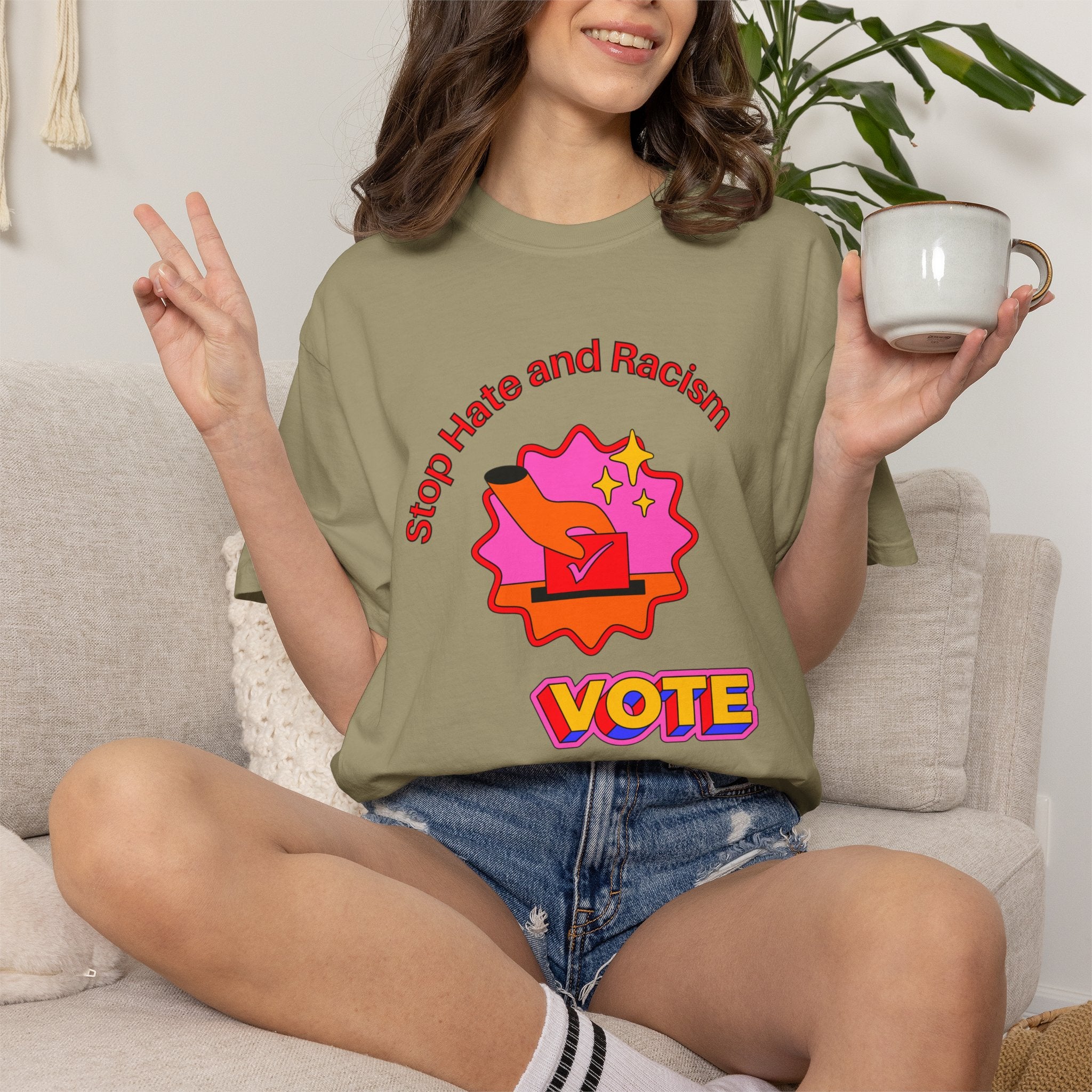Vote: Stop Hate and Racism Graphic T-Shirt