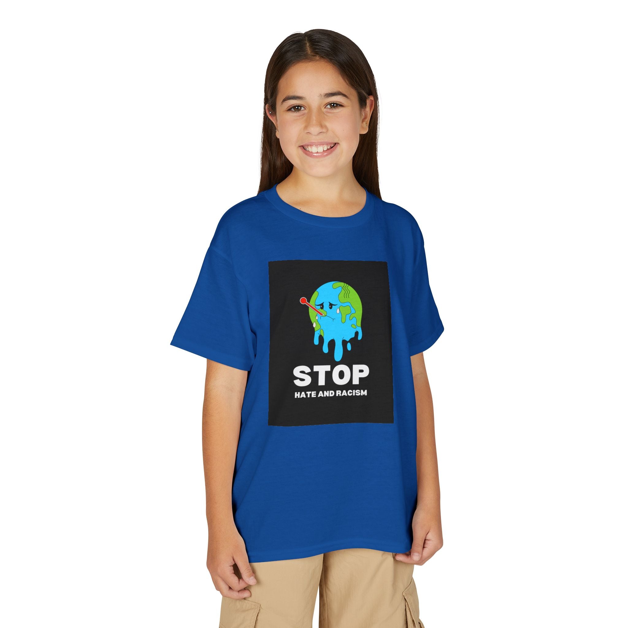 Youth T-Shirt — "STOP Hate and Racism" Earth Graphic Anti-Racism Tee