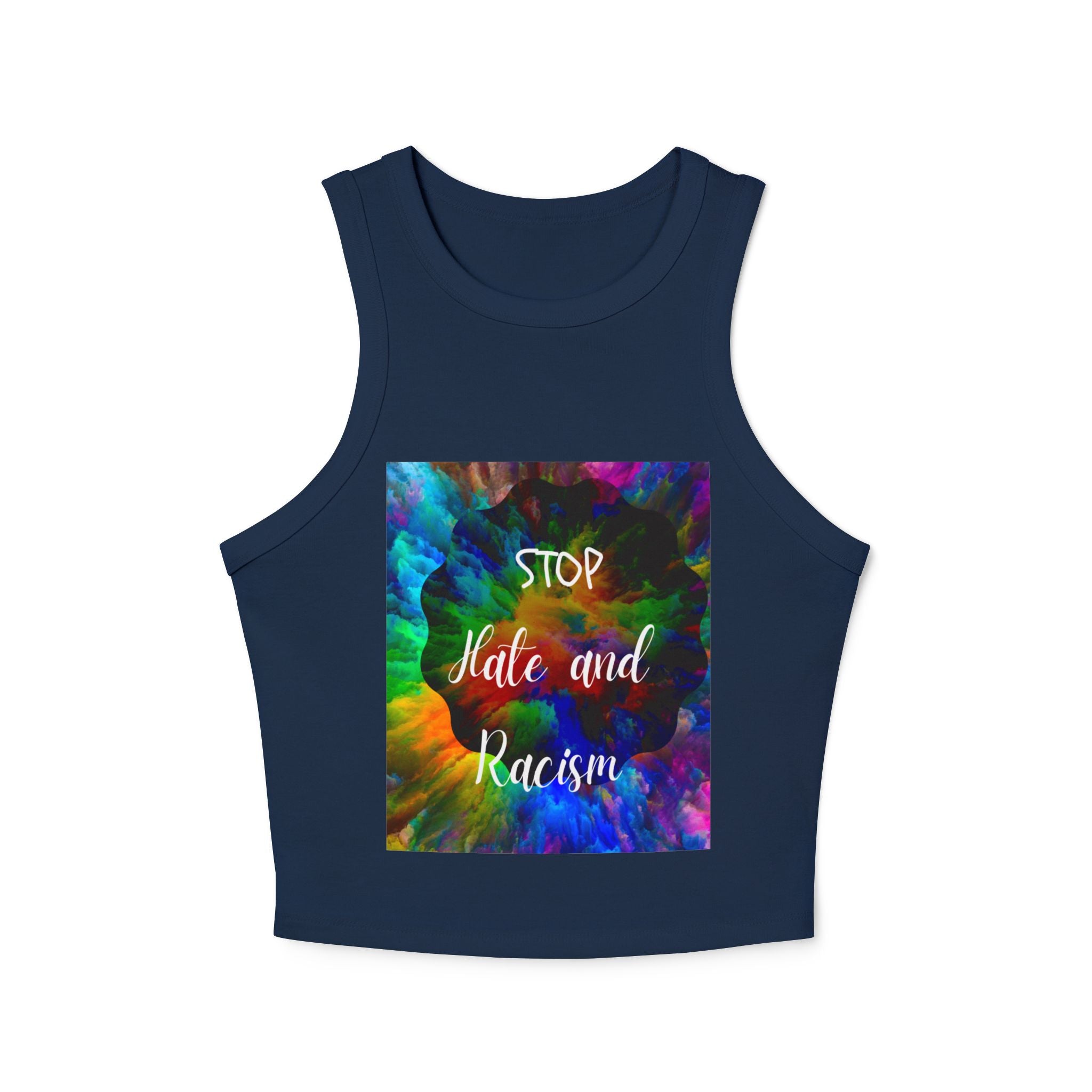 Stop Hate and Racism Tank Top — Women's Tie-Dye Social Justice Crop