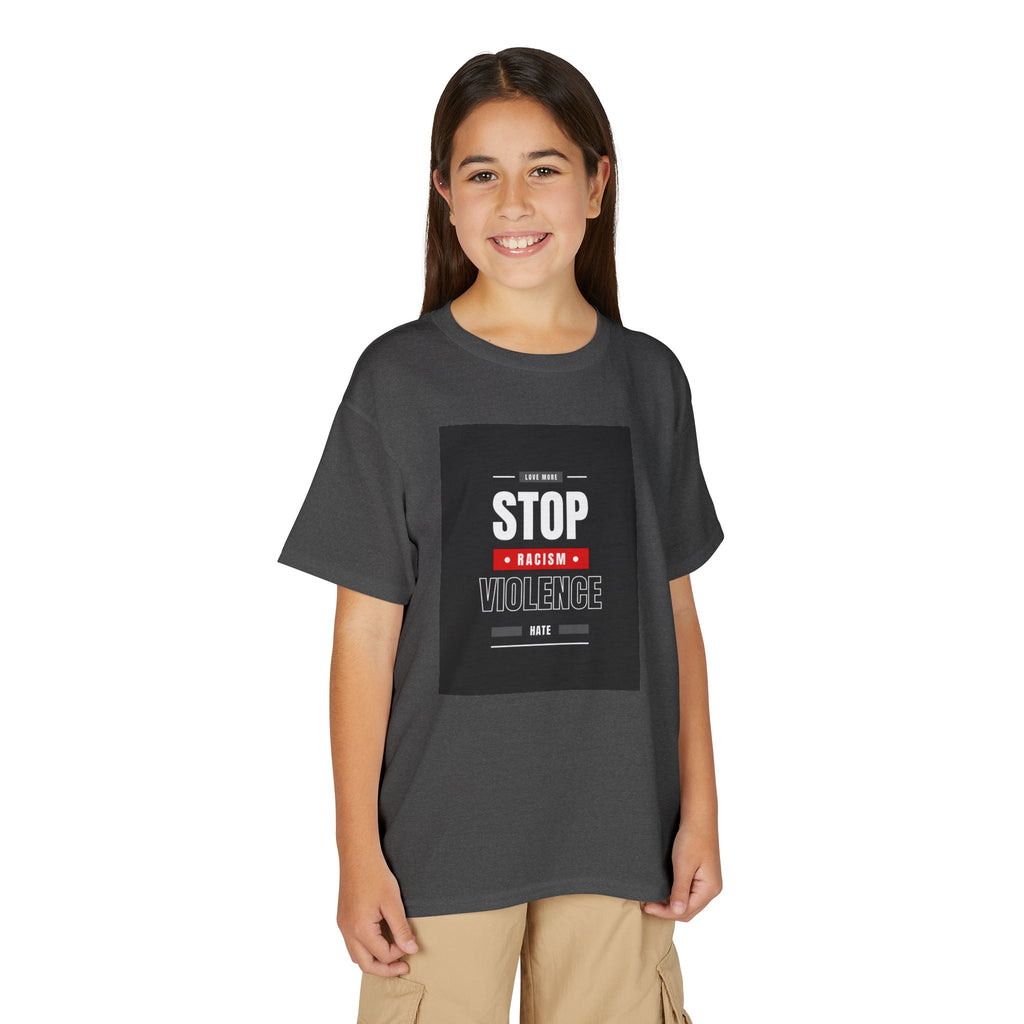 Youth T-Shirt — "Stop Racism Stop Violence" Graphic Tee