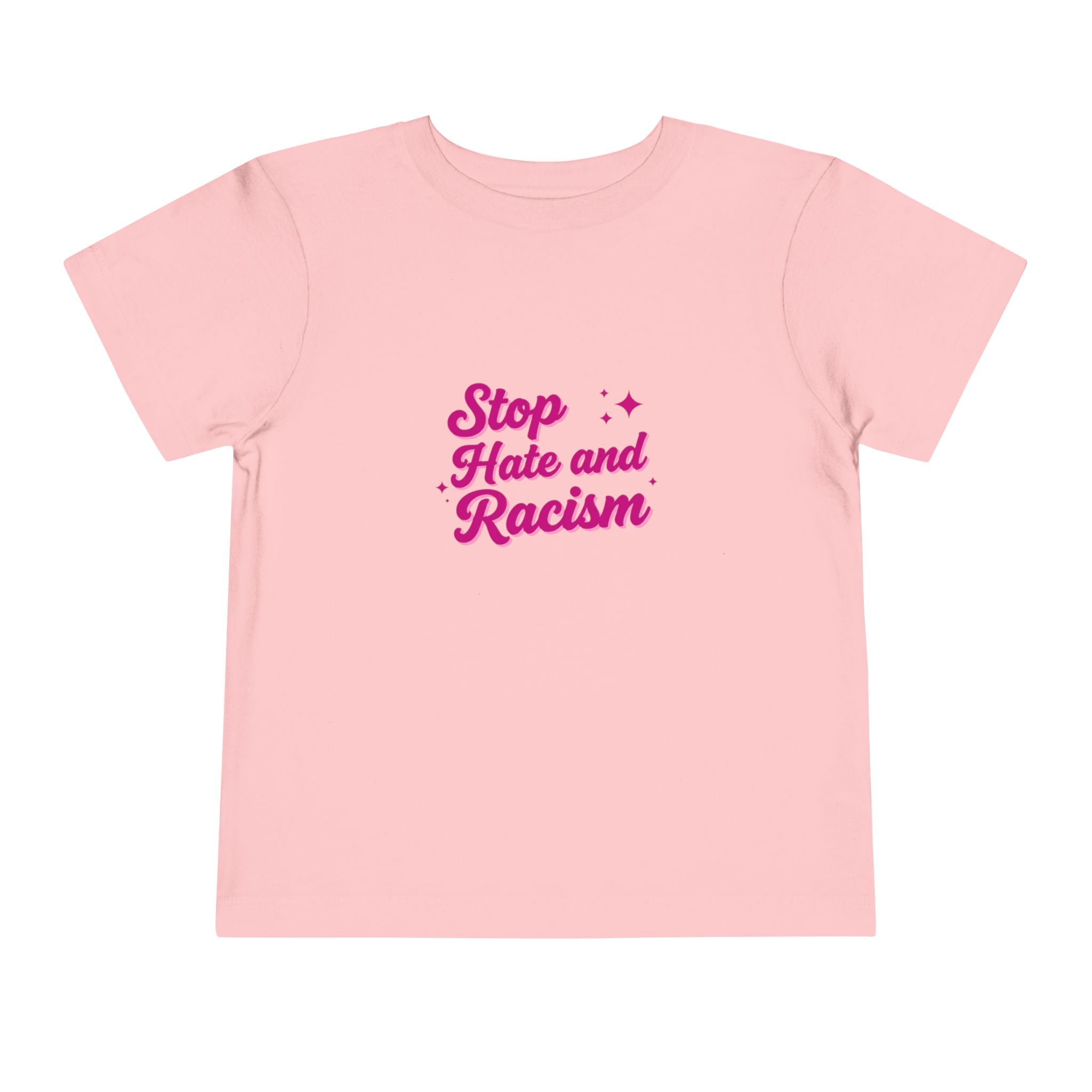 Toddler Tee "Stop Hate and Racism" — Pink Social Justice Kids Shirt