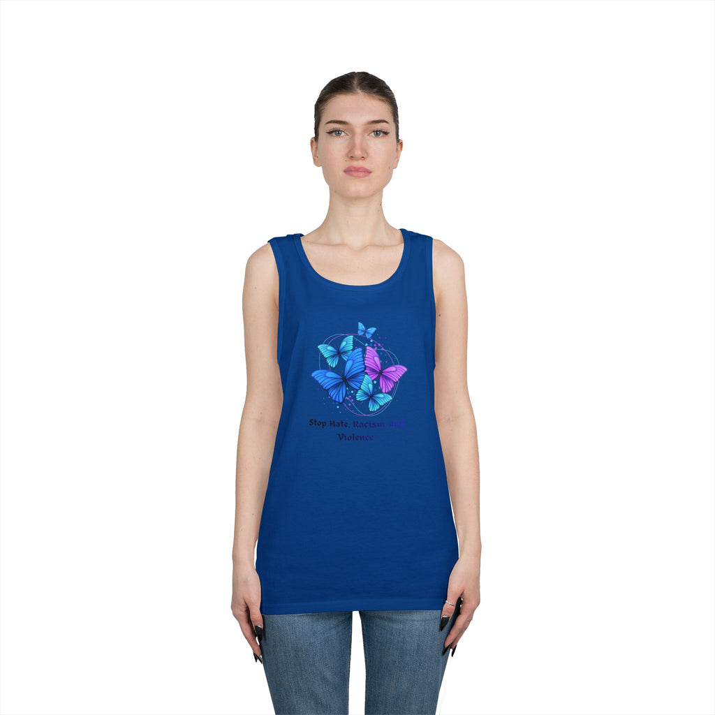 Butterfly Peace Tank Top — "Stop Hate, Racism, and Violence" Graphic Tank