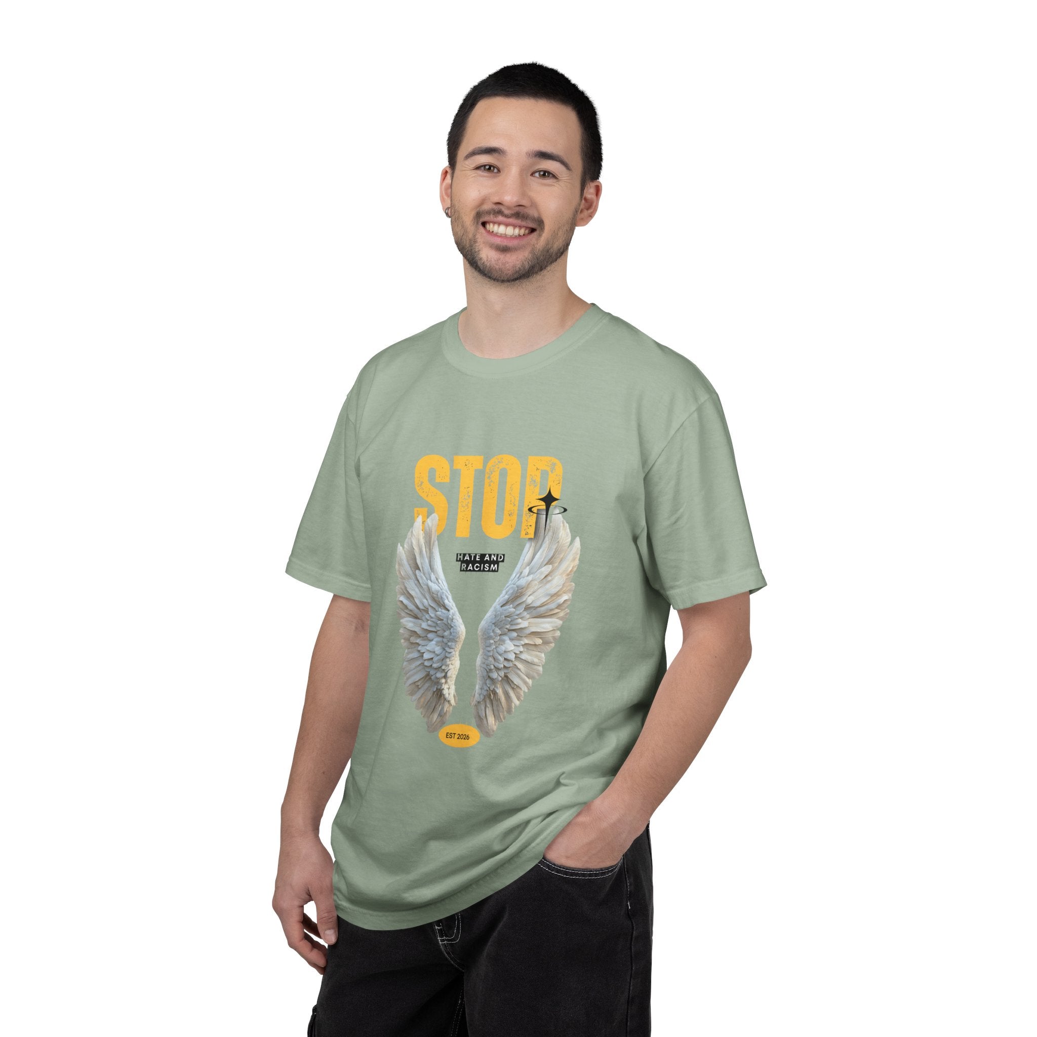 Angel Wings "STOP" Graphic T‑Shirt