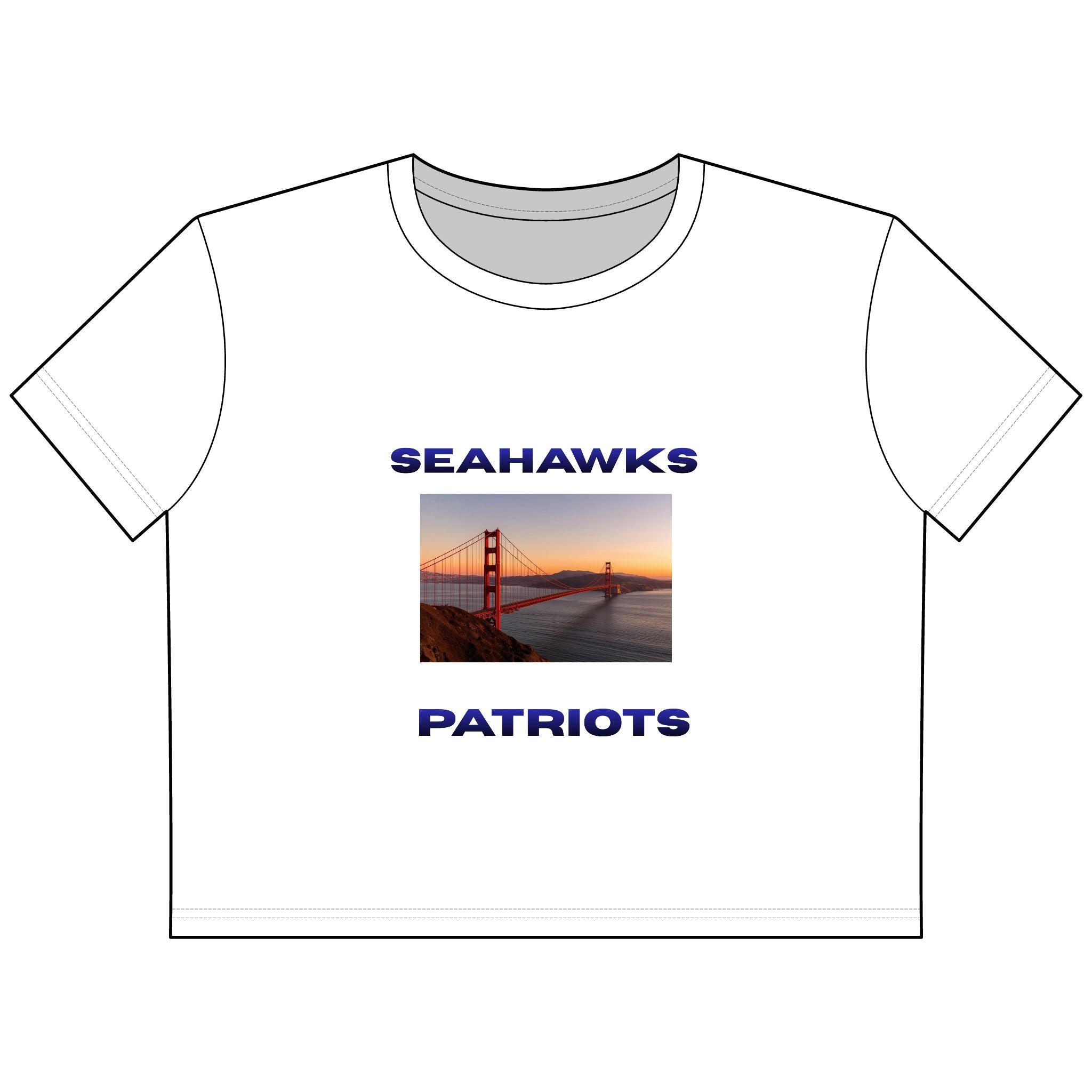 Seahawks Patriots Golden Gate Photo Cropped Tee