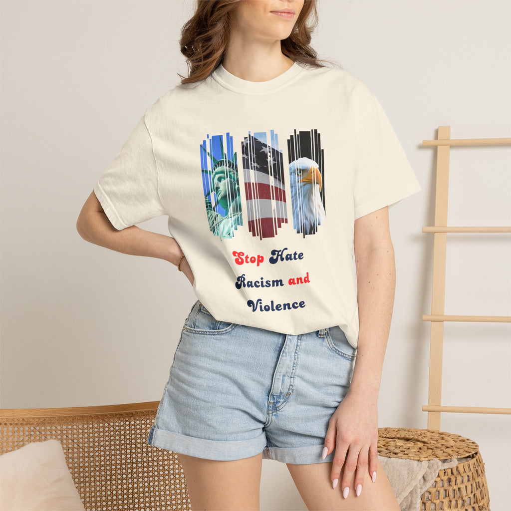 Patriotic 'Stop Hate Racism and Violence' T-Shirt