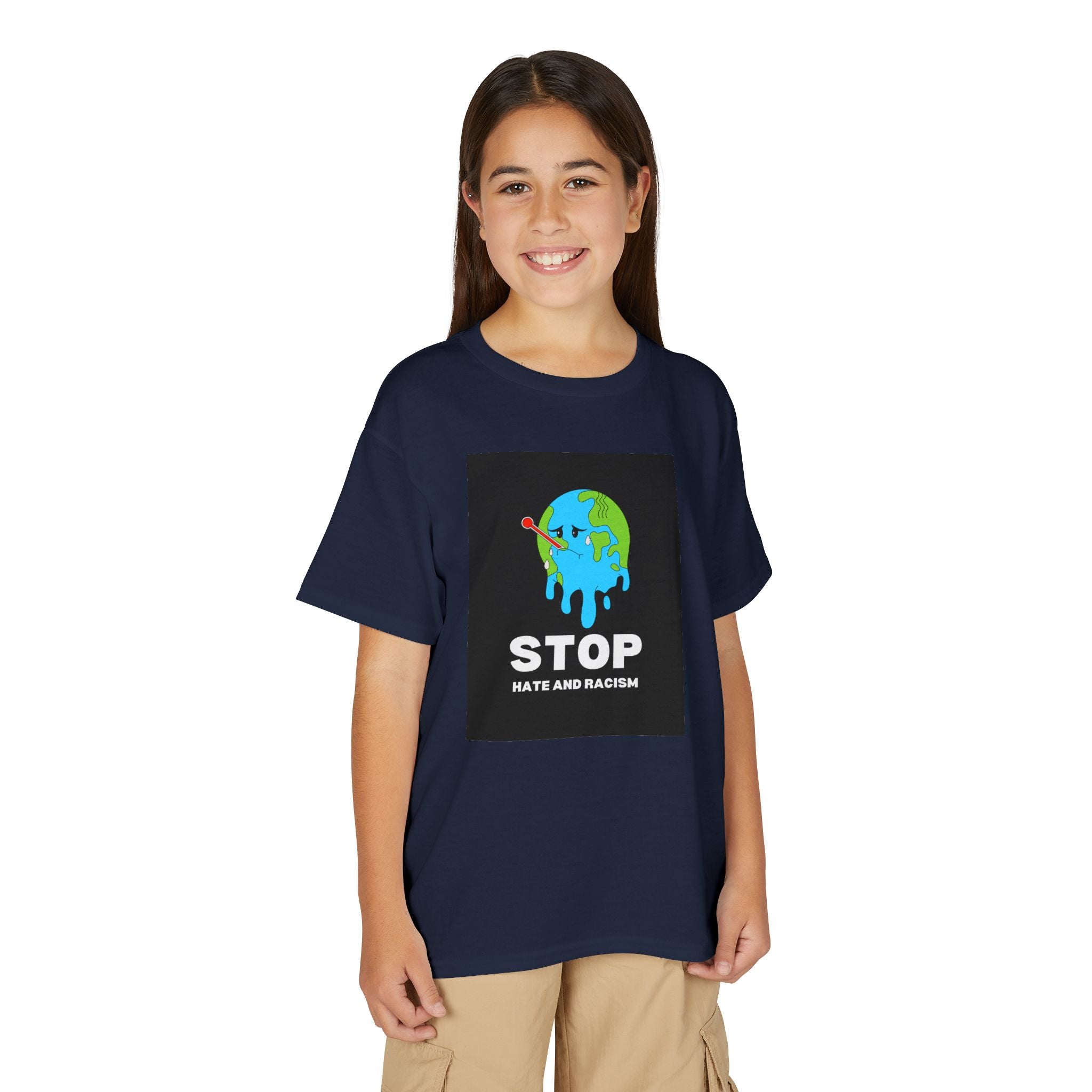 Youth T-Shirt — "STOP Hate and Racism" Earth Graphic Anti-Racism Tee