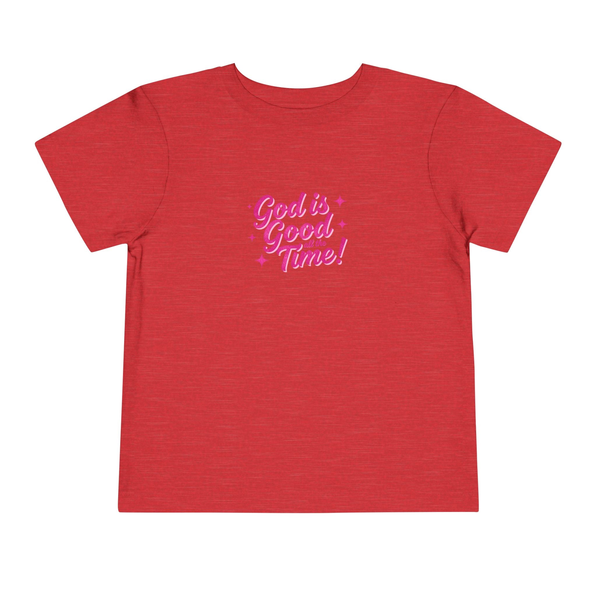 Toddler Tee – "God is Good Time" Pink Script Christian Kids Shirt