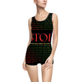 Vintage "Stop Racism" One-Piece Swimsuit — Retro Activist Bathing Suit