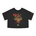Cropped T-Shirt — Vintage Heart & Bloom Graphic (Stay Wild)