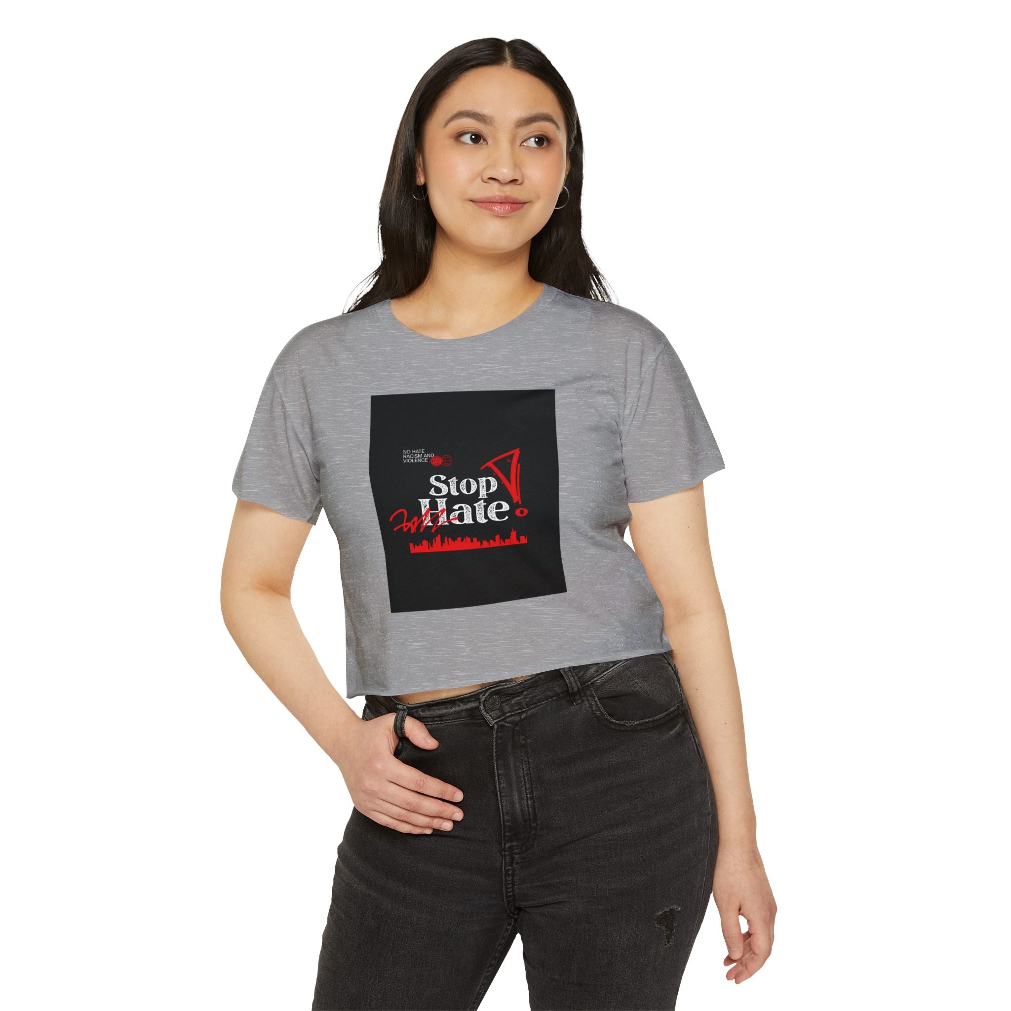 Stop Hate Crop Top — Women's Festival Statement Tee