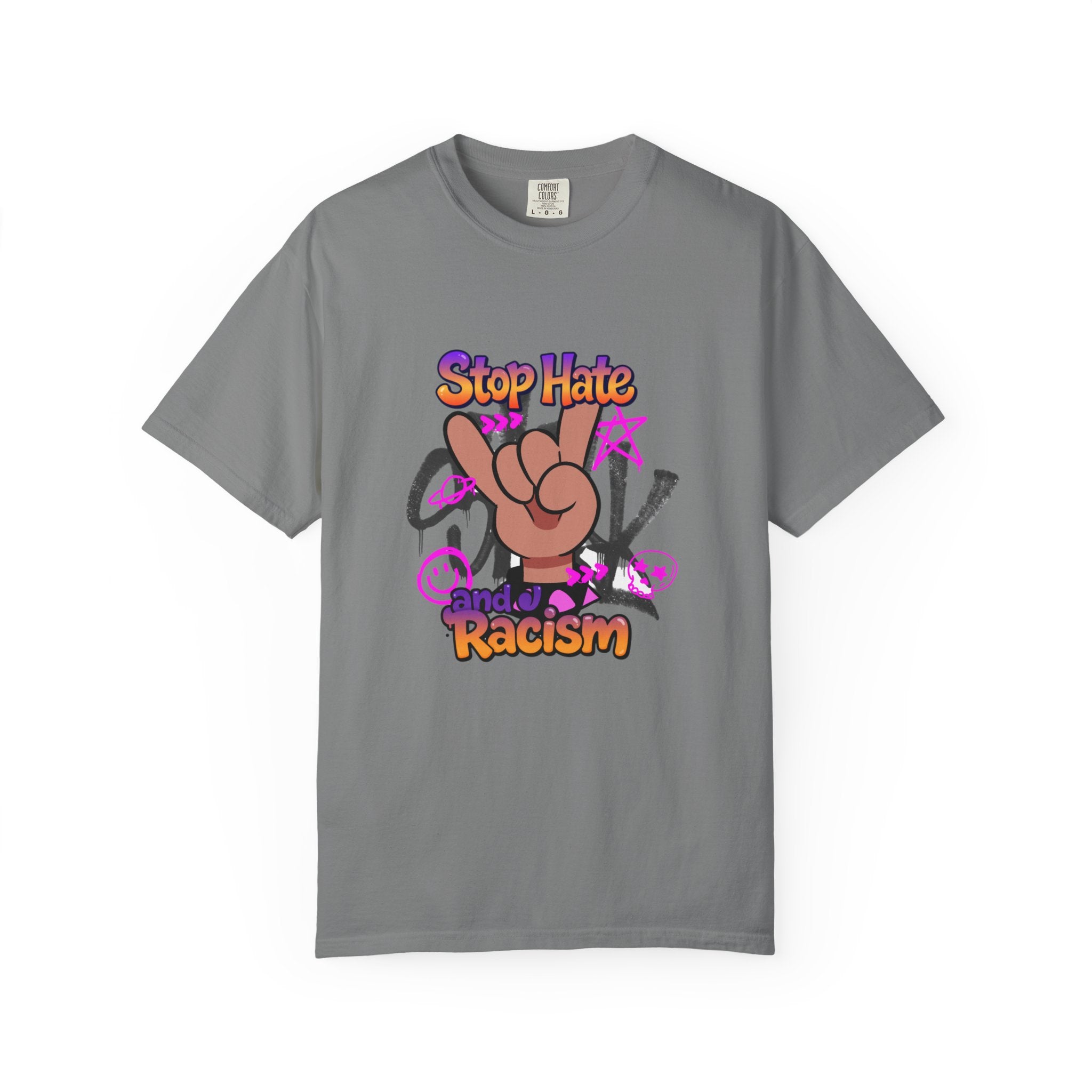 Stop Hate and Racism Graphic T-Shirt – Anti-Racism Solidarity Tee