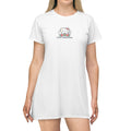 Cute Cat Graphic T-Shirt Dress — 'Love and Pizza' Kawaii Cat AOP Dress