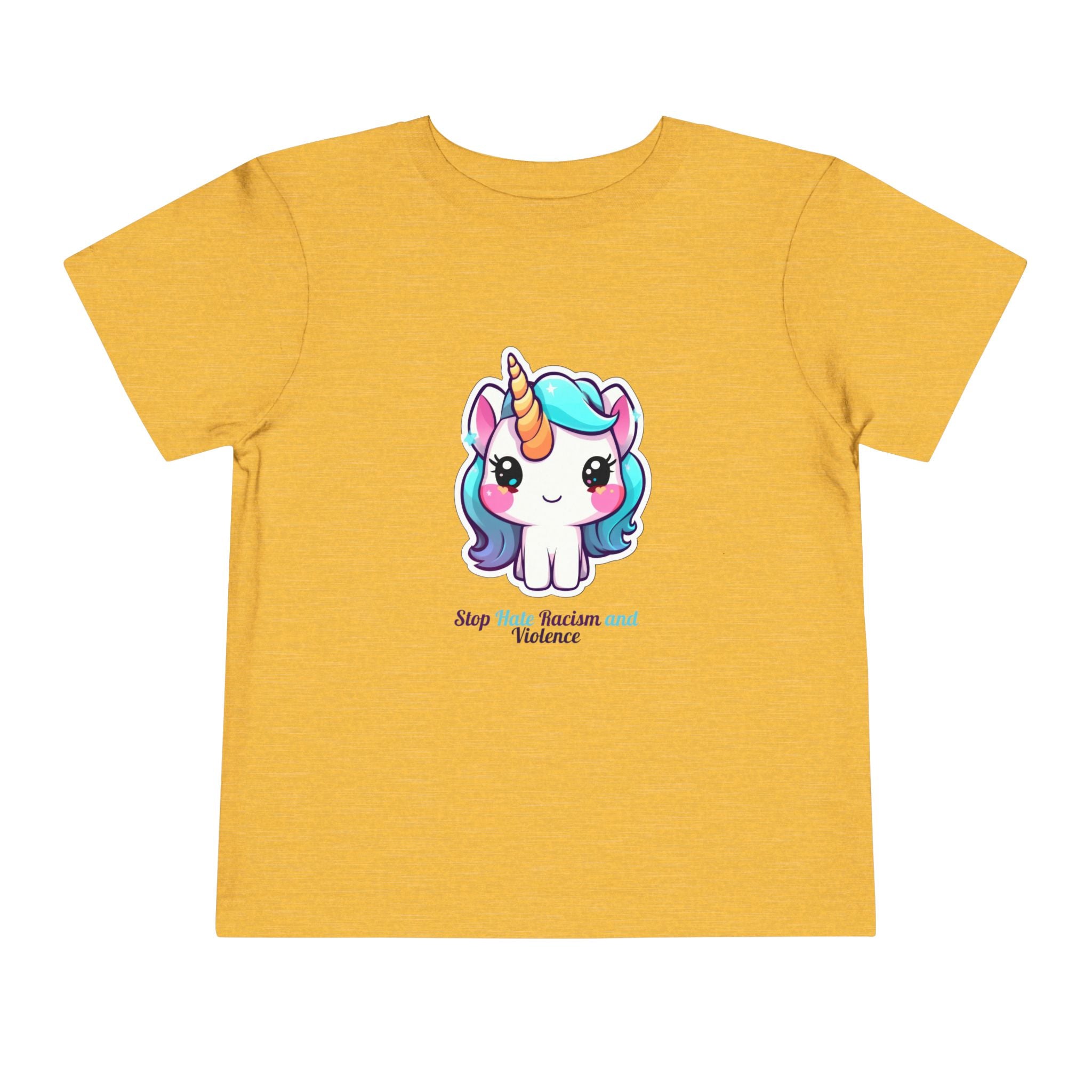 Toddler Tee — Cute Rainbow Unicorn "Stay Positive and Believe" Kids Shirt