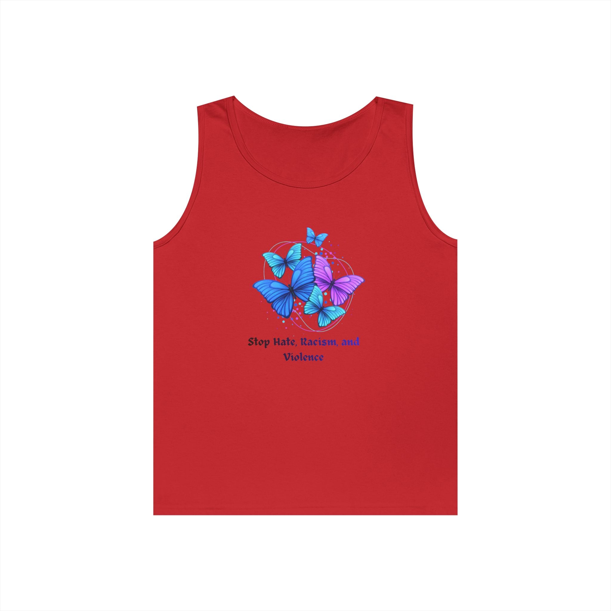 Butterfly Peace Tank Top — "Stop Hate, Racism, and Violence" Graphic Tank