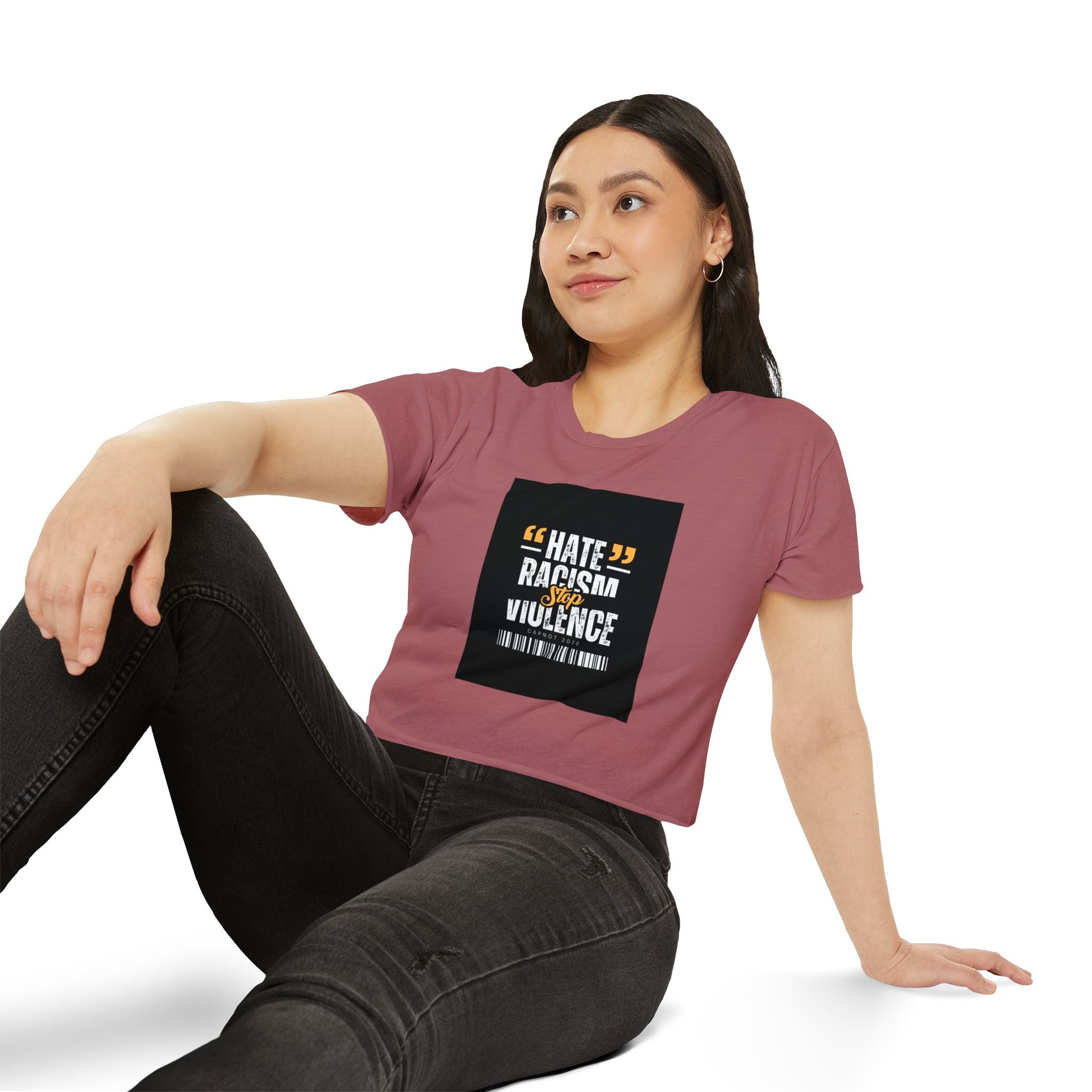 Festival Crop Top — "Hate Racism Stop Violence" Graphic Tee
