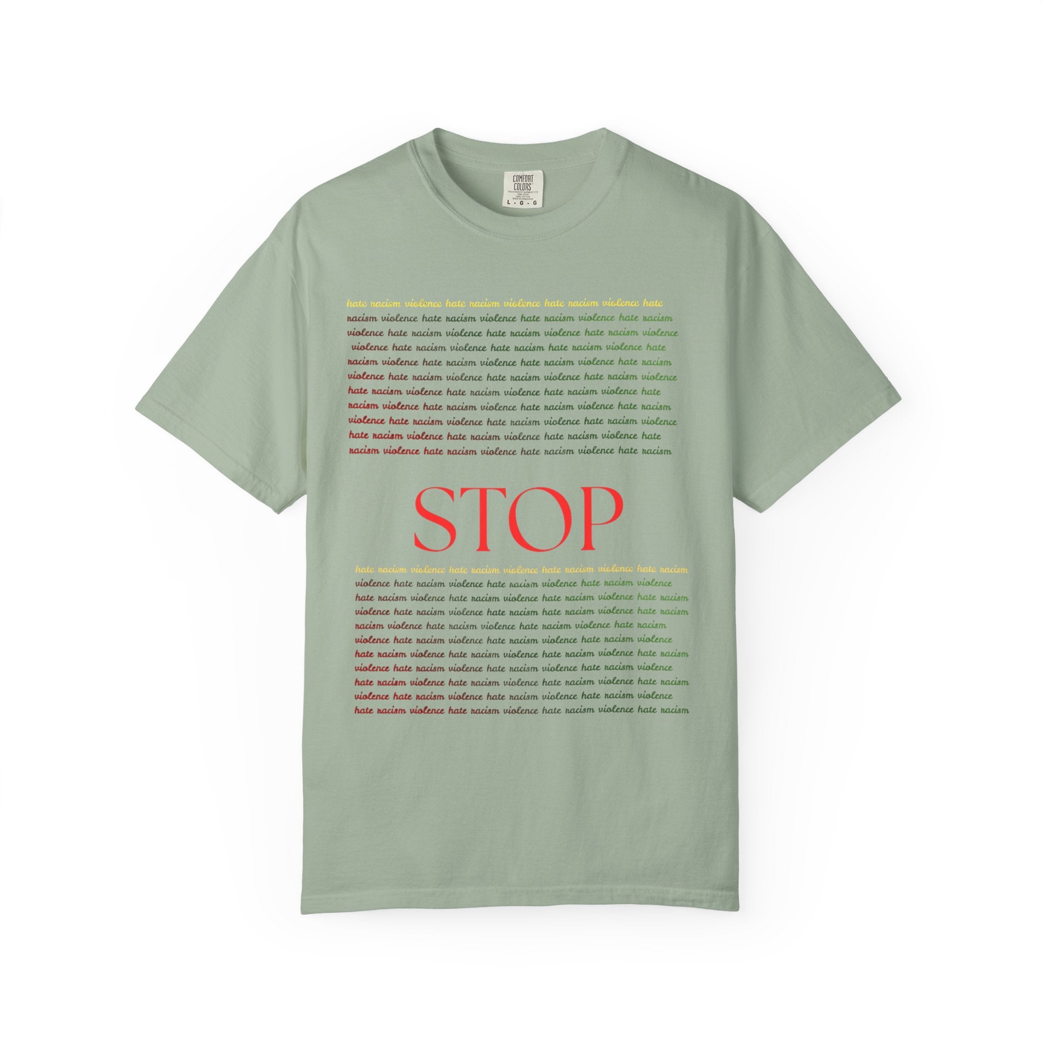 Stop Screen Tee — Black Graphic T-Shirt with Bold RED “STOP” Message