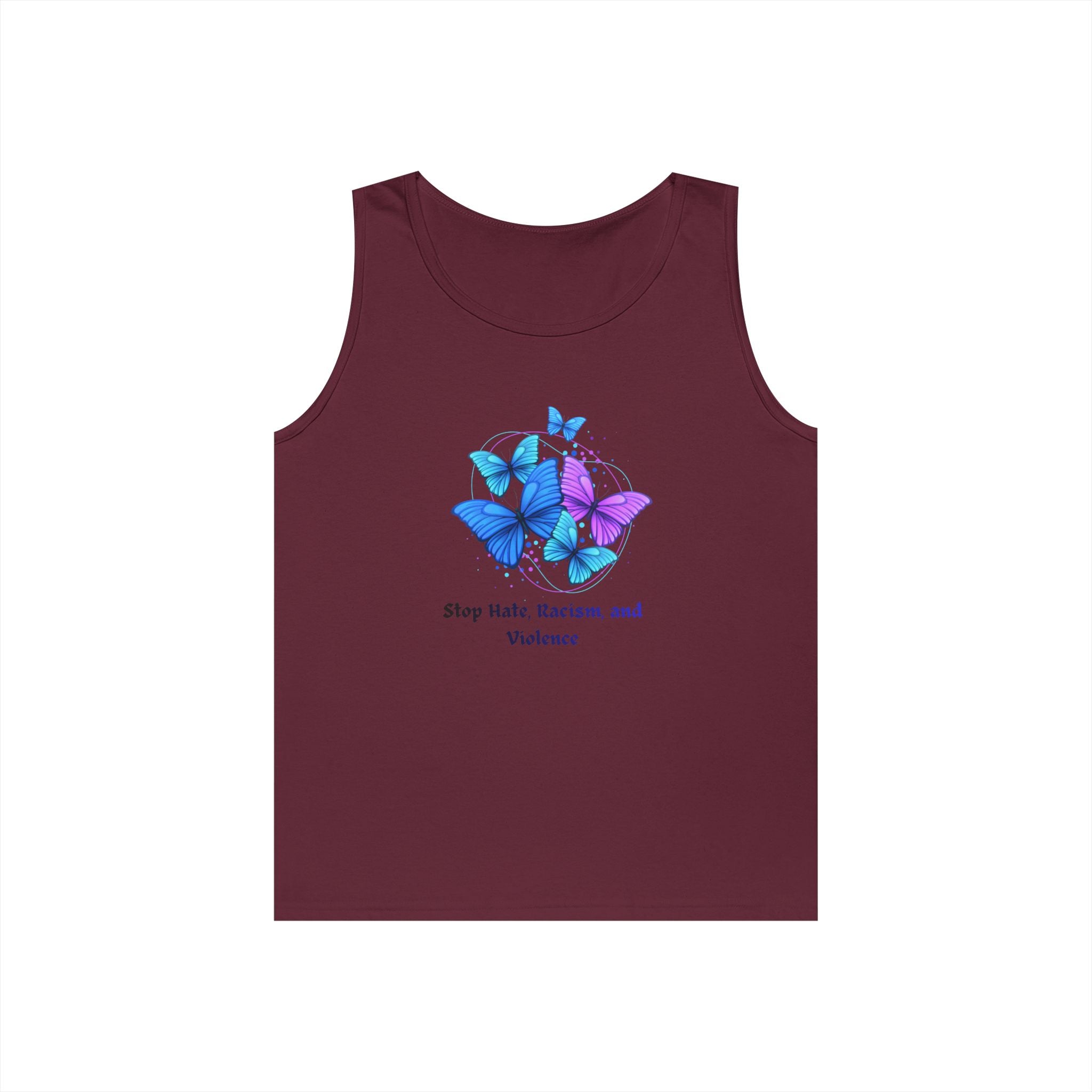 Butterfly Peace Tank Top — "Stop Hate, Racism, and Violence" Graphic Tank