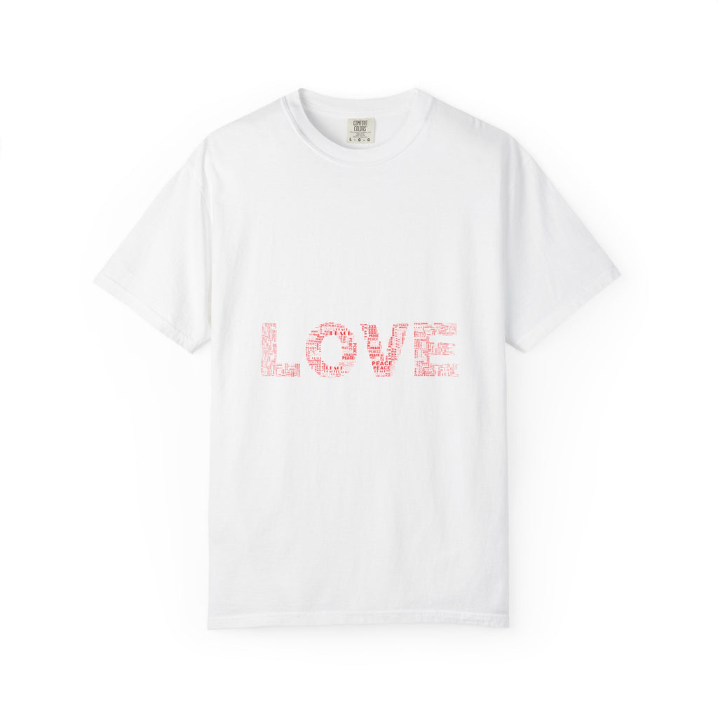 LOVE Graphic T-Shirt — Pink Floral Text Tee for Valentine’s Day & Everyday