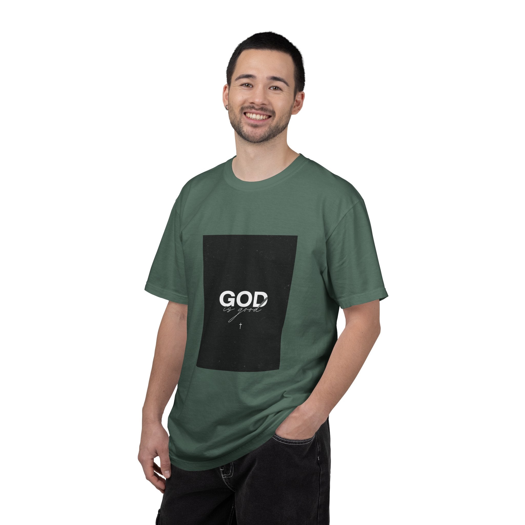 God Typography T-Shirt — Minimal Black Square Graphic Tee