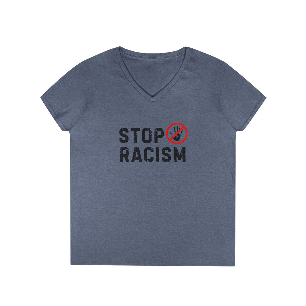 Stop Racism V-Neck T-Shirt — Anti-Racism Message Tee