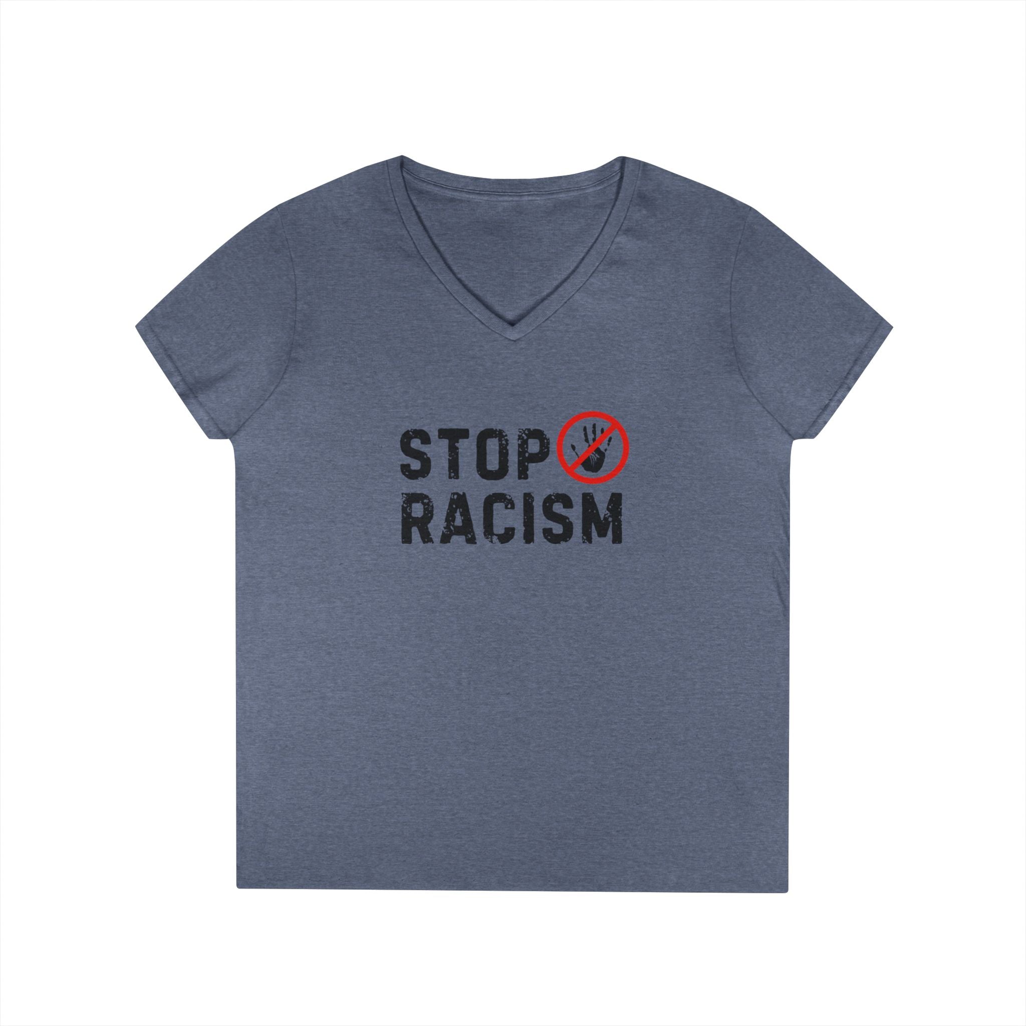 Stop Racism V-Neck T-Shirt — Anti-Racism Message Tee