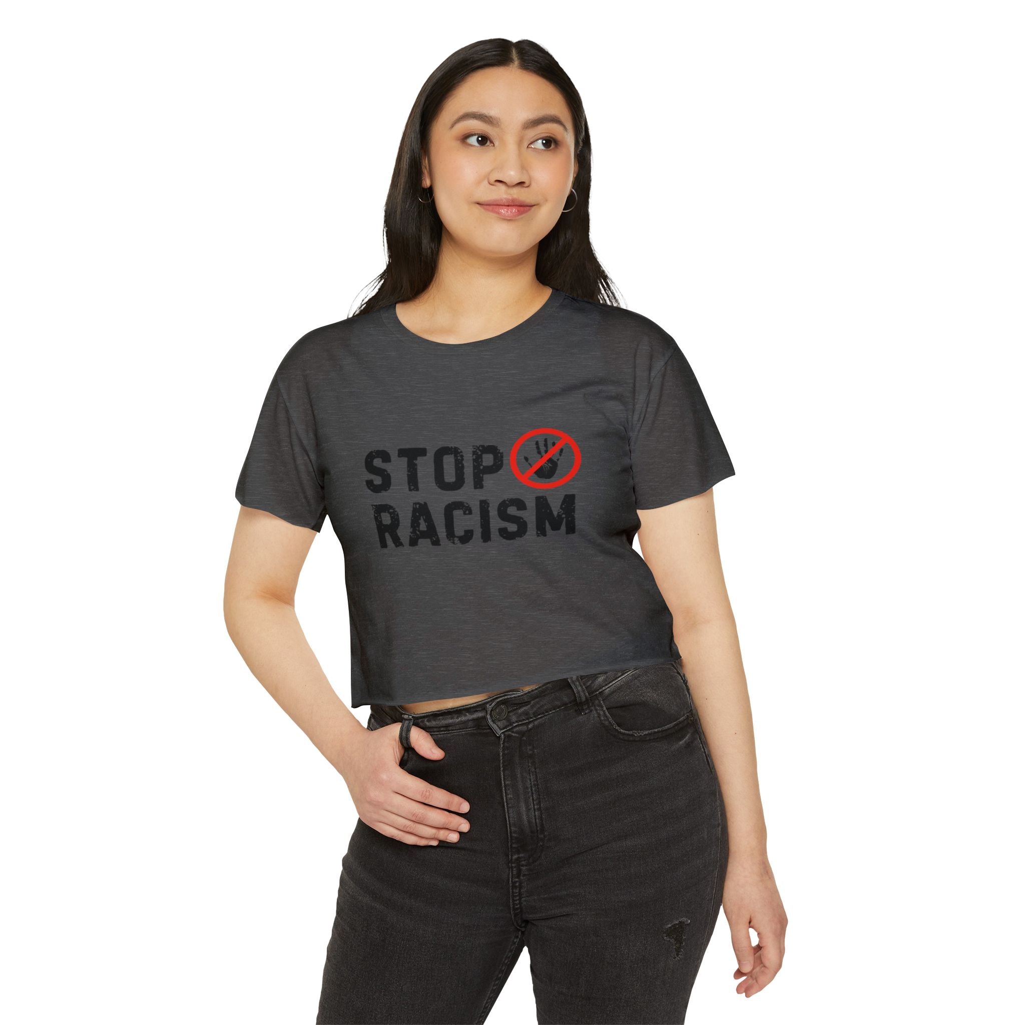 Stop Racism Crop Top — Women's Activist Festival Tee