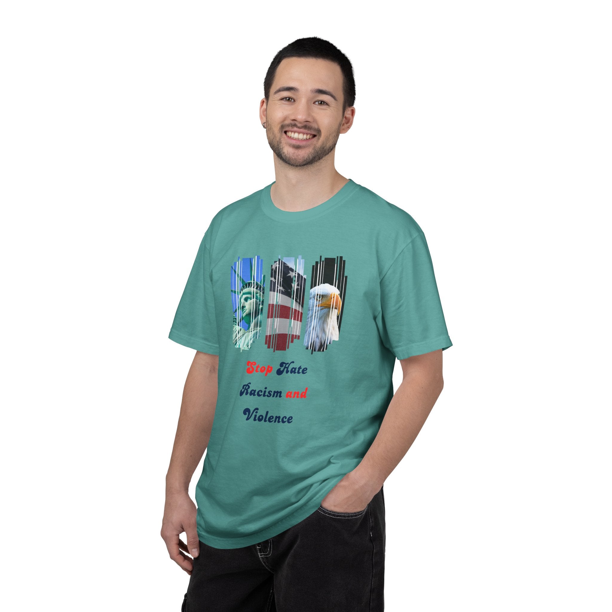 Patriotic 'Stop Hate Racism and Violence' T-Shirt