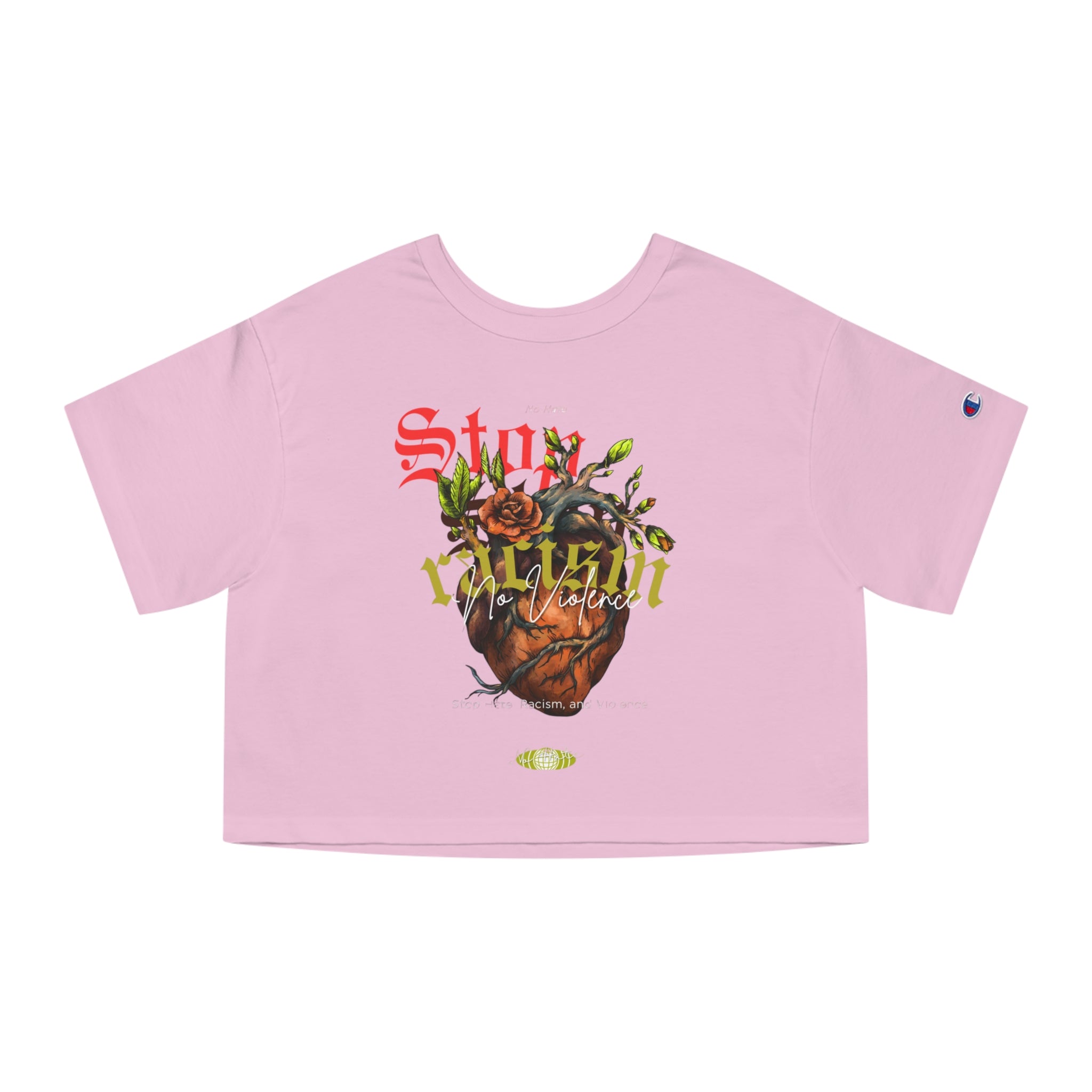 Cropped Graphic Tee — Botanical Heart 'Stay Golden' Design