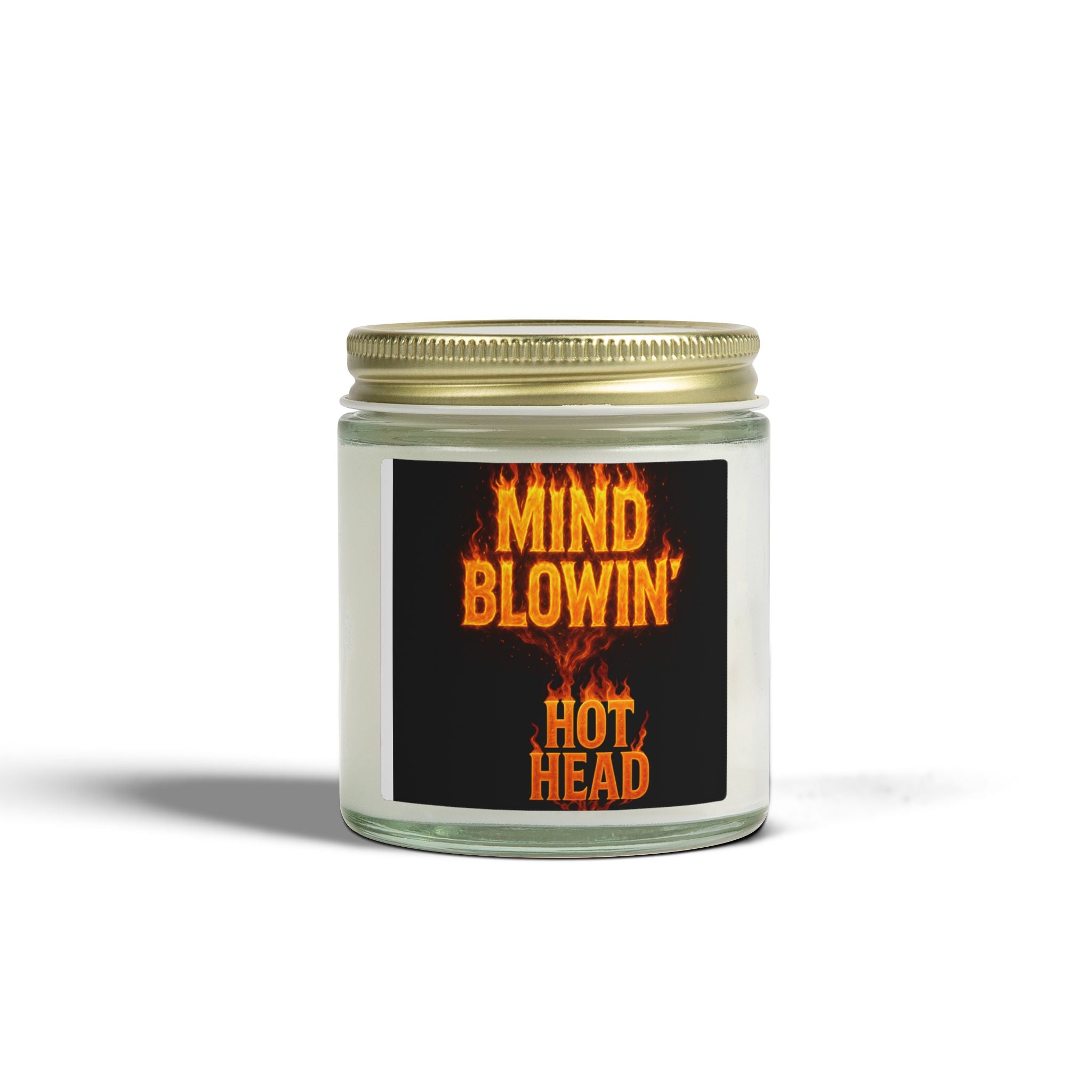 Soy Wax Candle — "Mind Blowin' Hot Head" Coconut Apricot Scent (4oz/9oz) — Novelty Gift