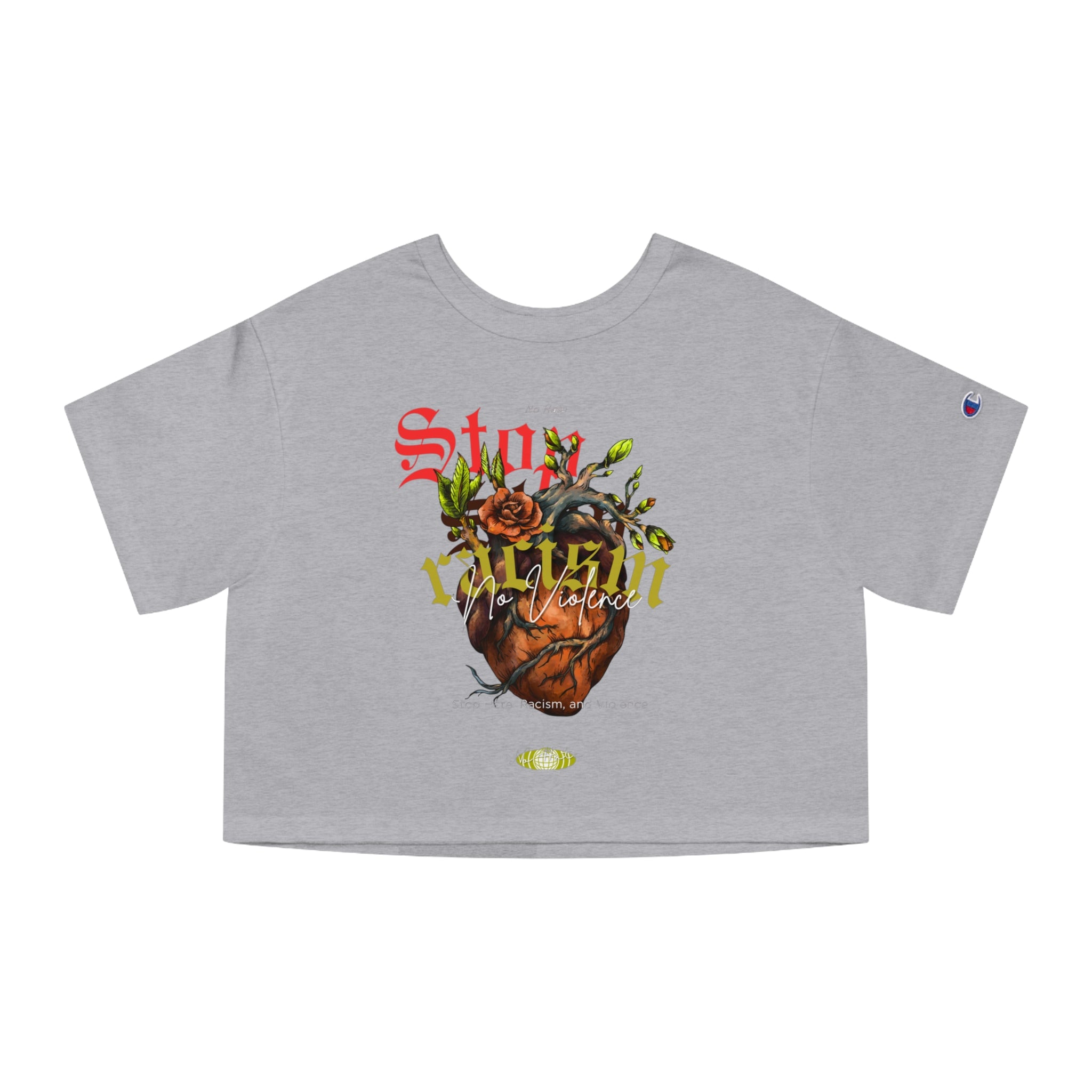 Cropped Graphic Tee — Botanical Heart 'Stay Golden' Design
