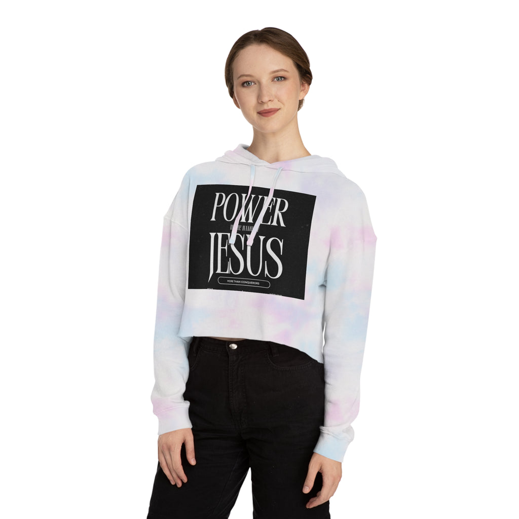Cropped Hoodie — 'Power In The Name Of Jesus' Christian Faith Sweatshirt