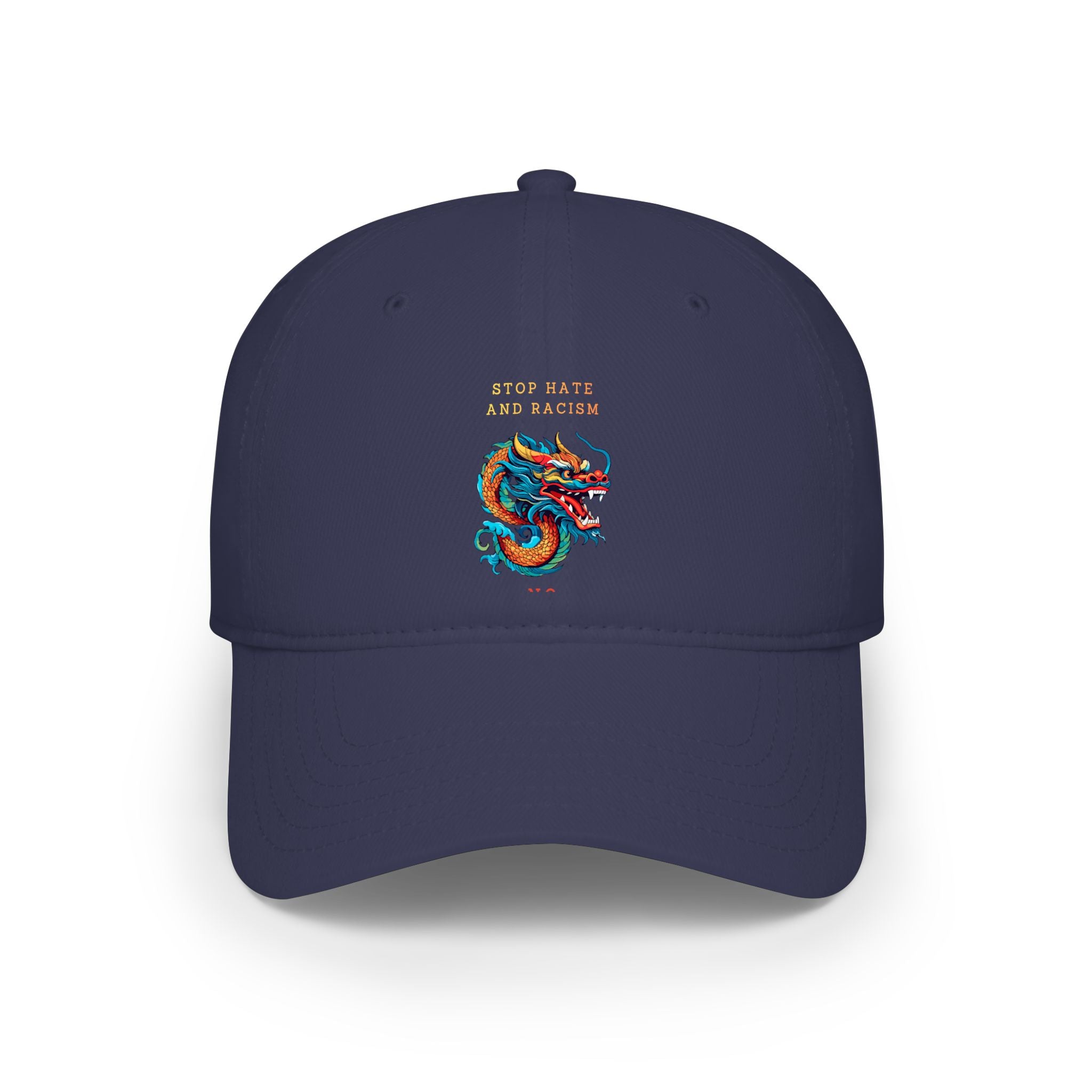 Red Dragon Baseball Cap - "Stop Hate and Racism" Embroidered Low Profile Hat