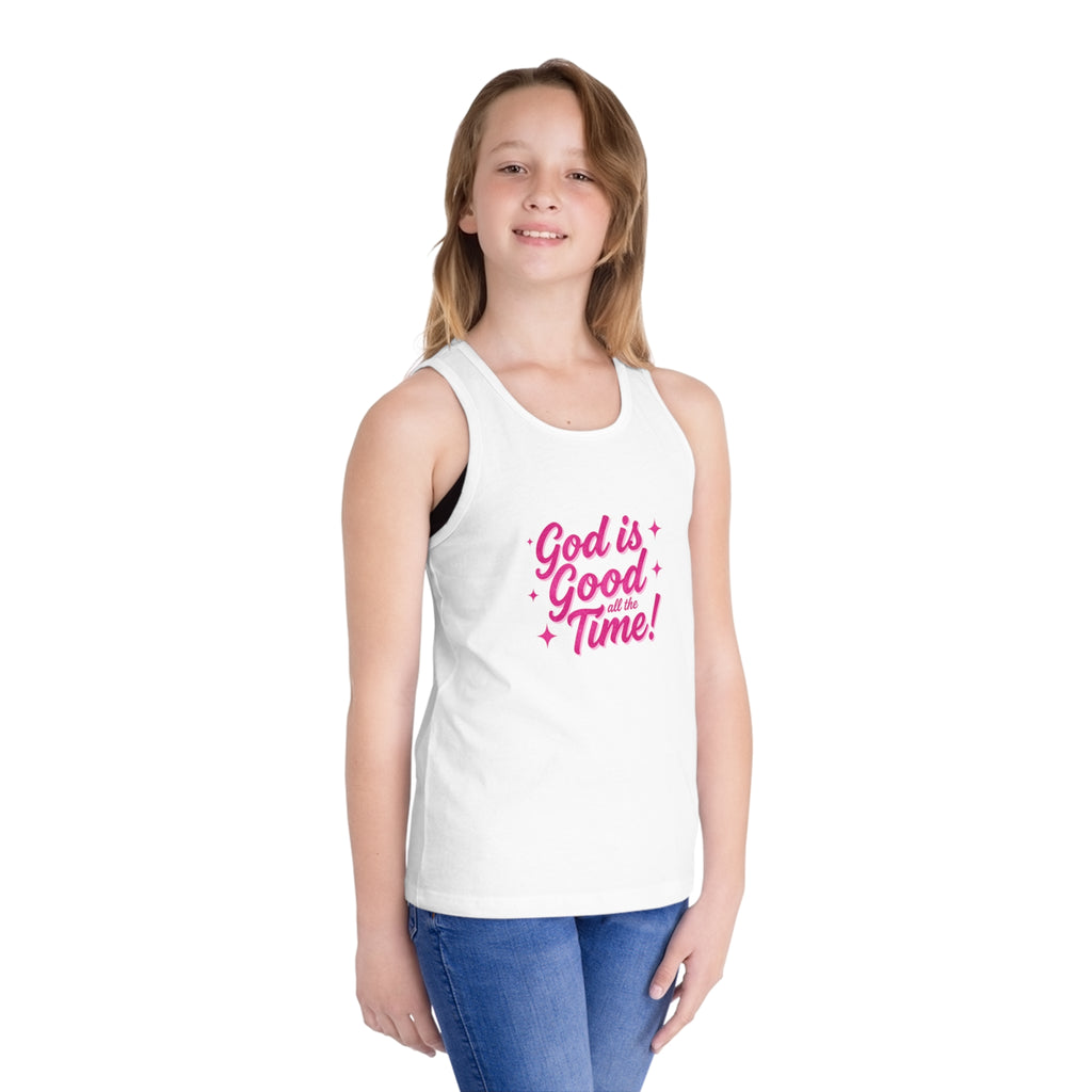 Kids Tank Top — "God Is Good All the Time!" Faith Graphic