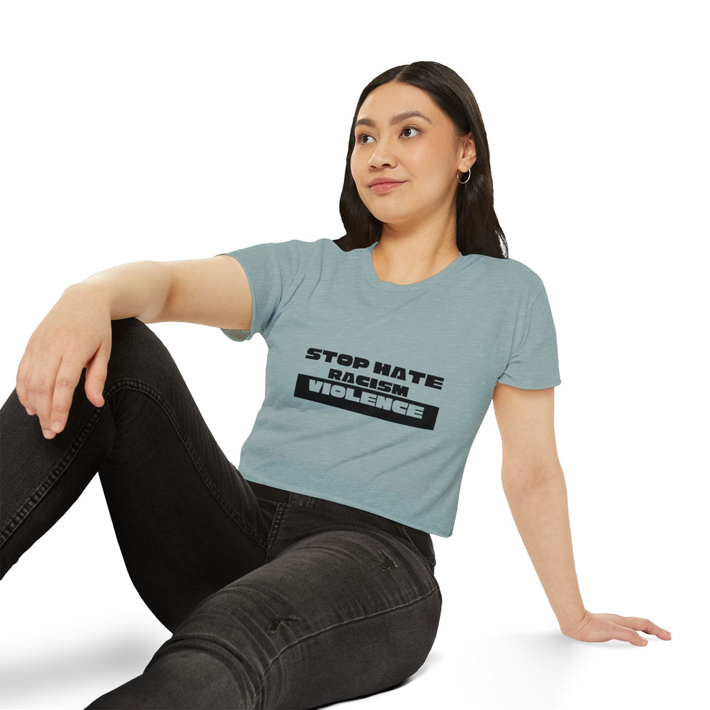 Stop Hate Racism Violence Crop Top — Women's Protest Festival Tee
