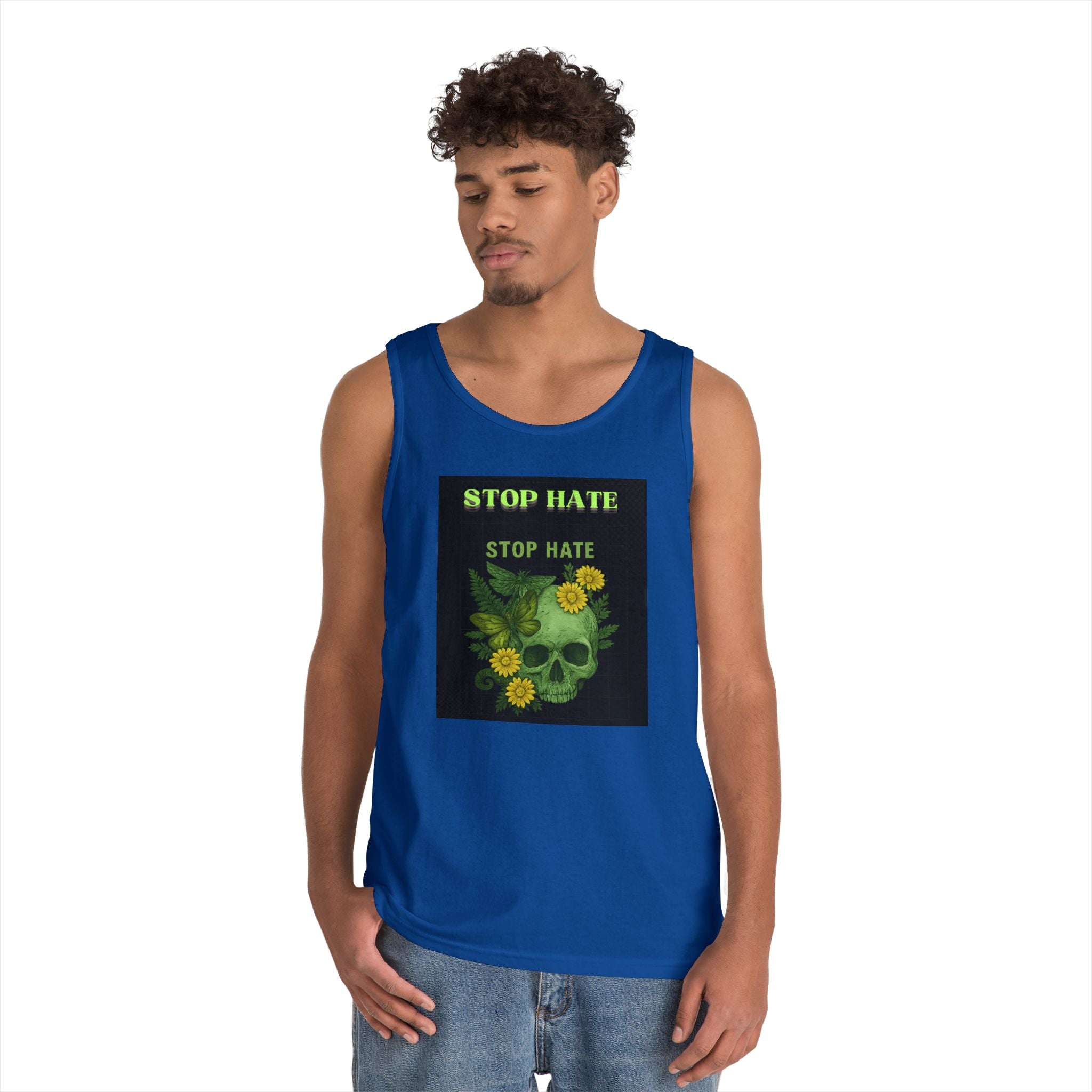 Stop Hate Floral Skull Tank Top — Anti-Hate Graphic Tank