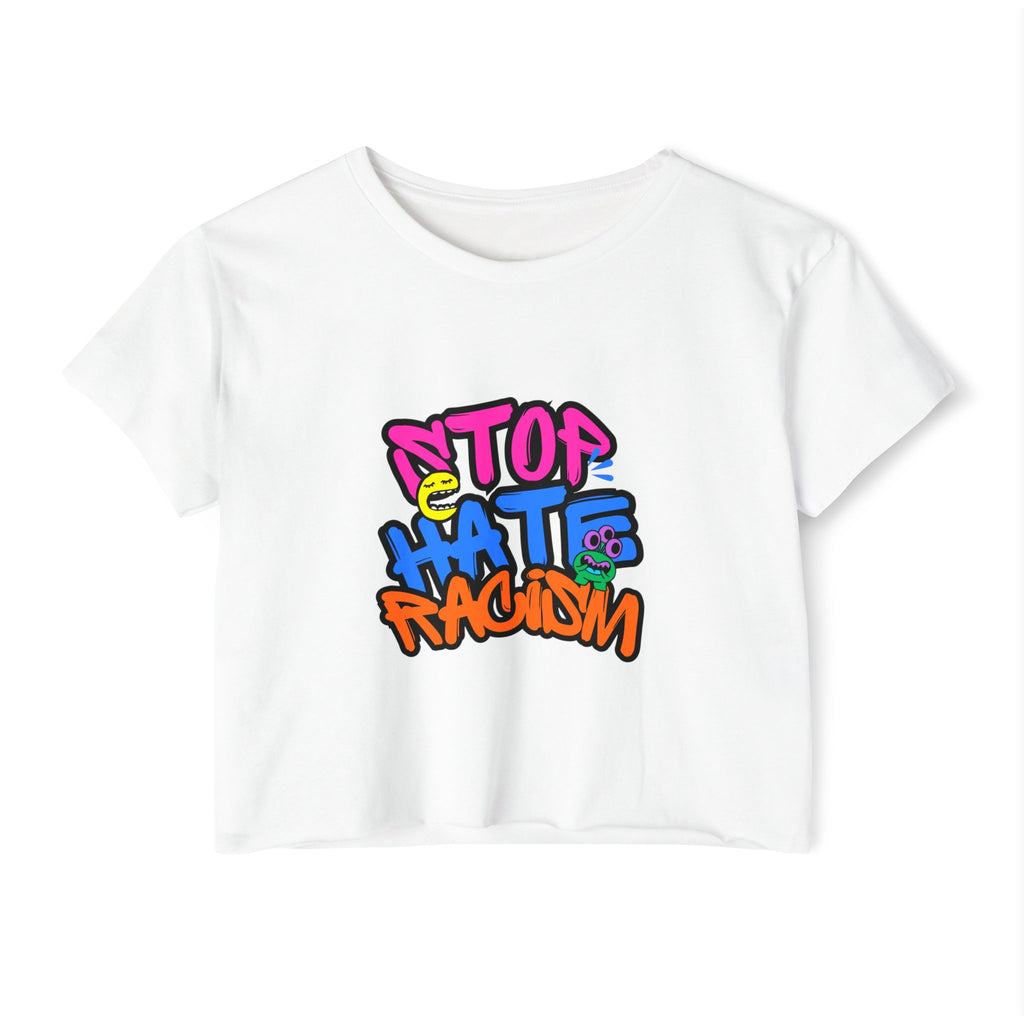 Crop Top — "Stop Hate Racism" Colorful Graffiti Festival Tee