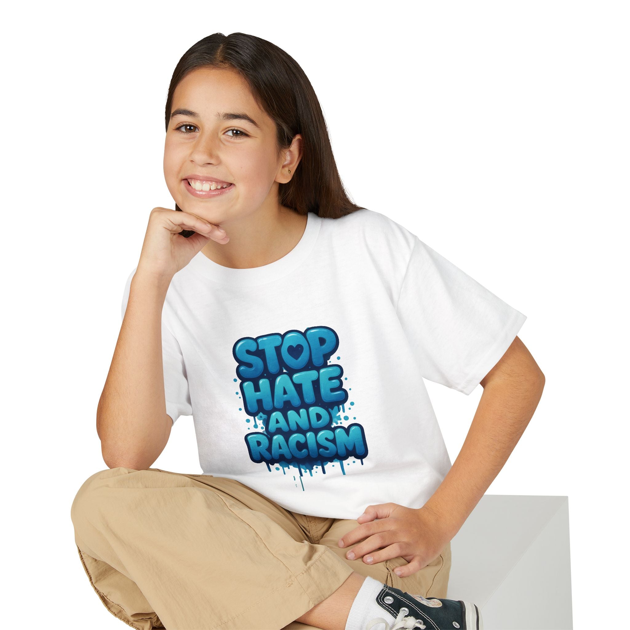 Stop Hate and Racism Youth T-Shirt — Anti-Racism Message Tee