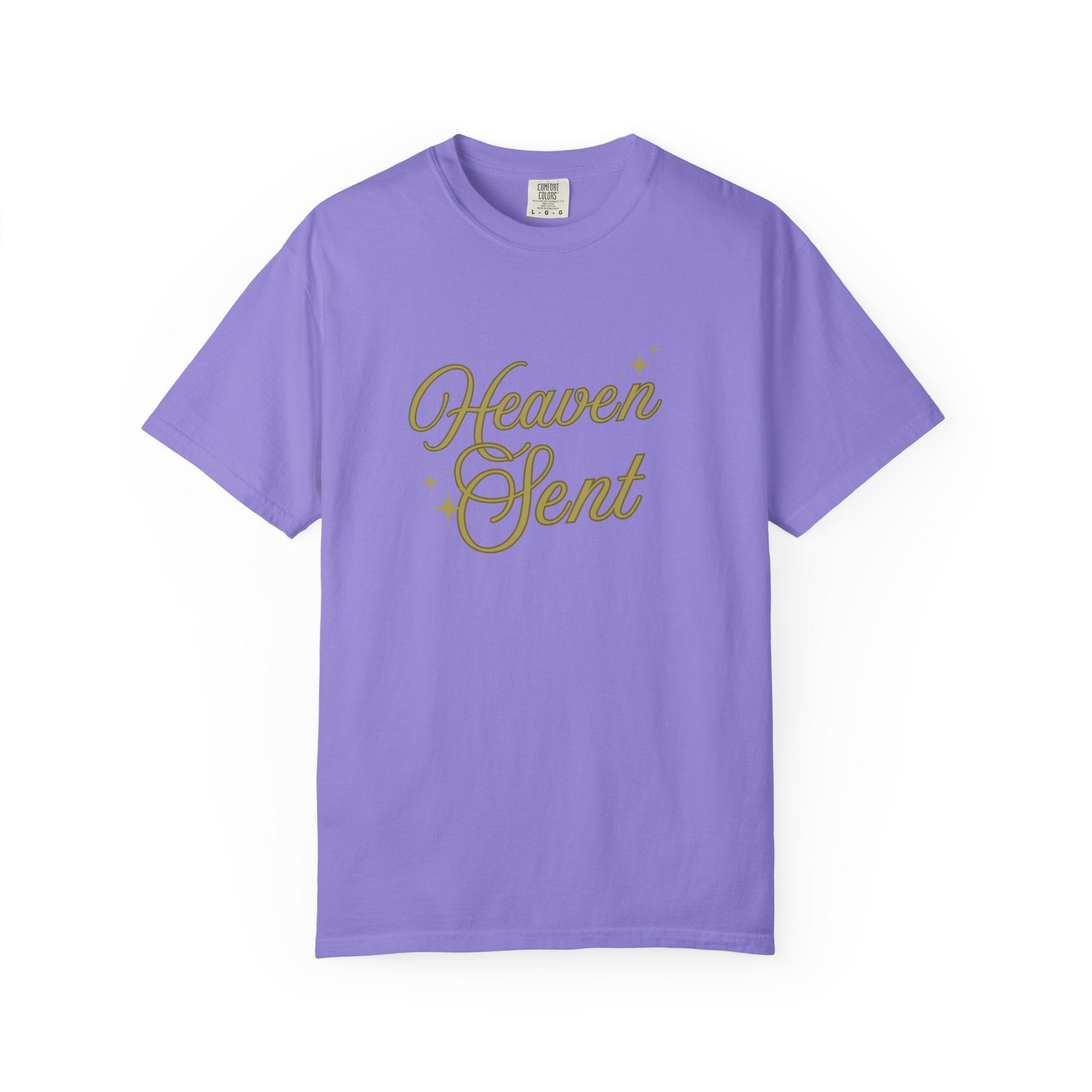 Heaven Sent Graphic Tee – Script Text Logo Cotton T-Shirt
