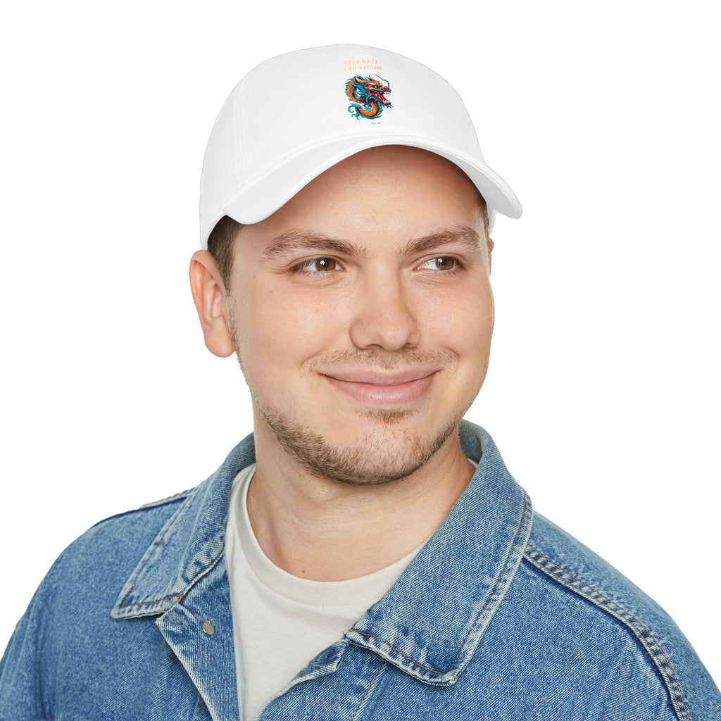 Red Dragon Baseball Cap - "Stop Hate and Racism" Embroidered Low Profile Hat