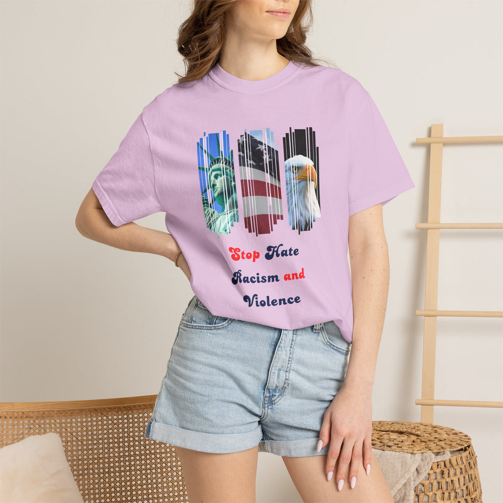 Patriotic 'Stop Hate Racism and Violence' T-Shirt