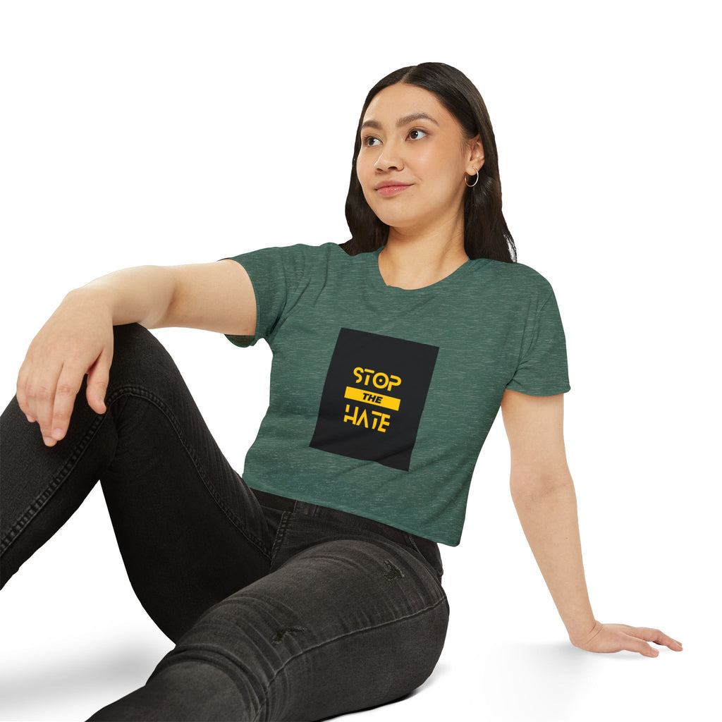 Stop the Hate Crop Top — Women's Festival Anti-Hate Graphic Tee
