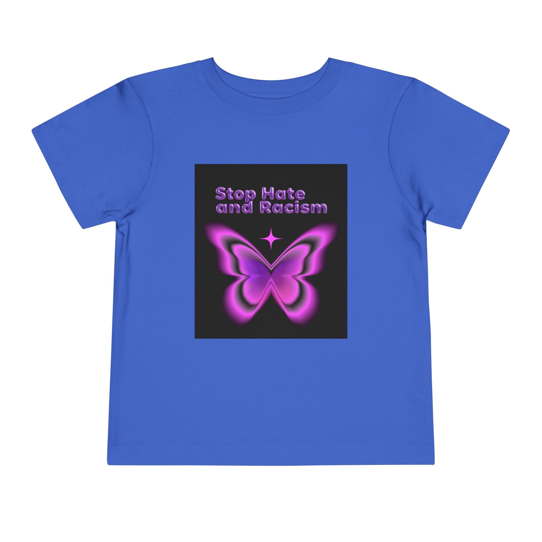 Stop Hate and Racism Toddler Tee — Purple Butterfly Anti-Racism Shirt