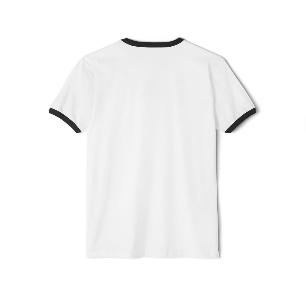 Ringer T-Shirt - Flaming Heart "No Hate, Racism or Violence" Graphic