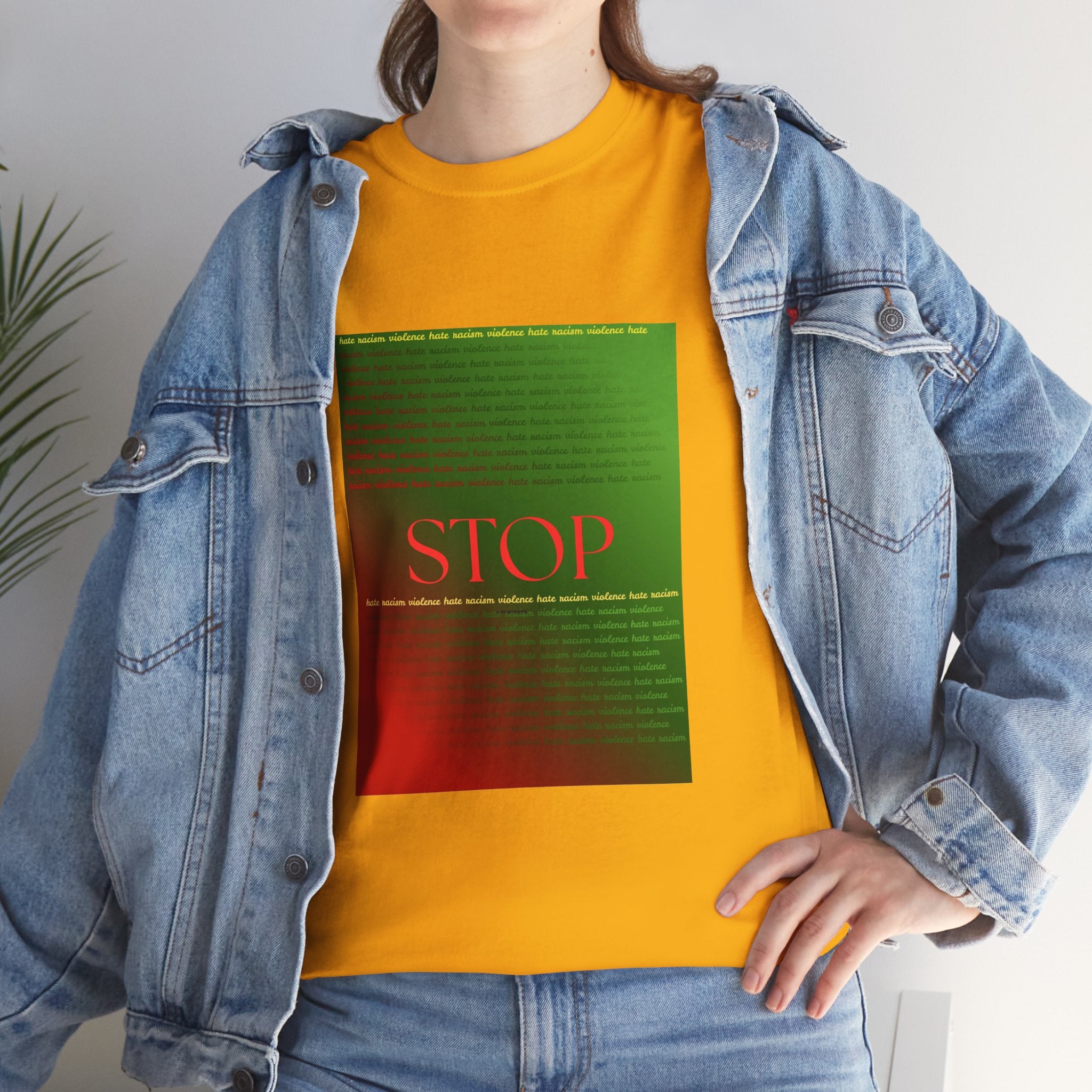 STOP Graphic Tee — Red & Green Gradient Statement T‑Shirt