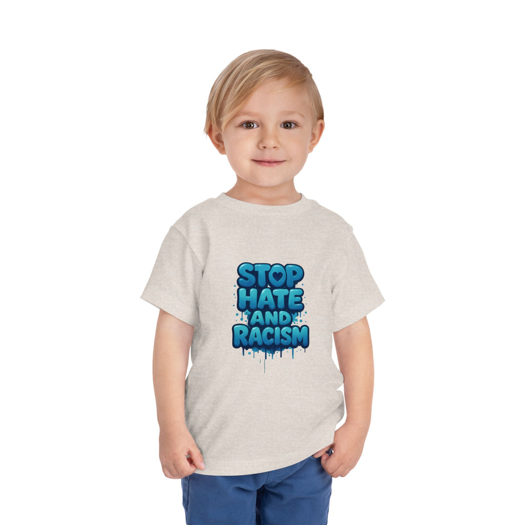 Stop Hate and Racism Toddler Tee — Blue Graffiti Anti-Racism Shirt