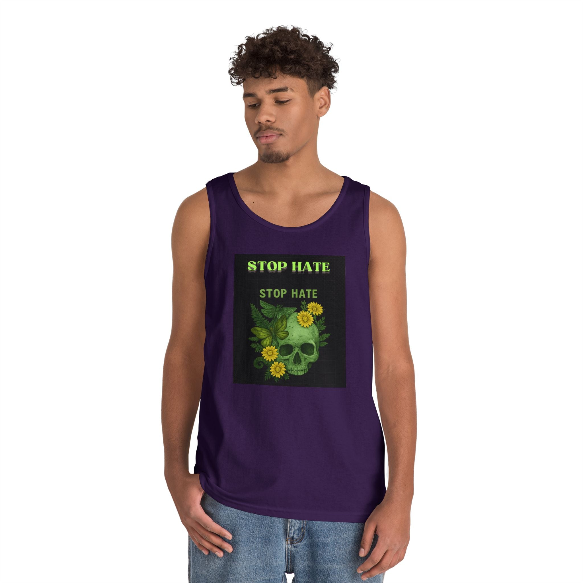 Stop Hate Floral Skull Tank Top — Anti-Hate Graphic Tank