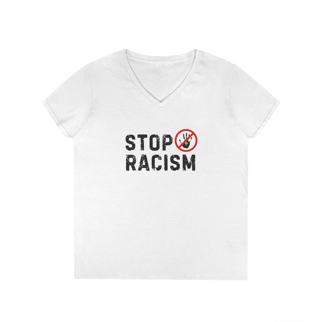 Stop Racism V-Neck T-Shirt — Anti-Racism Message Tee