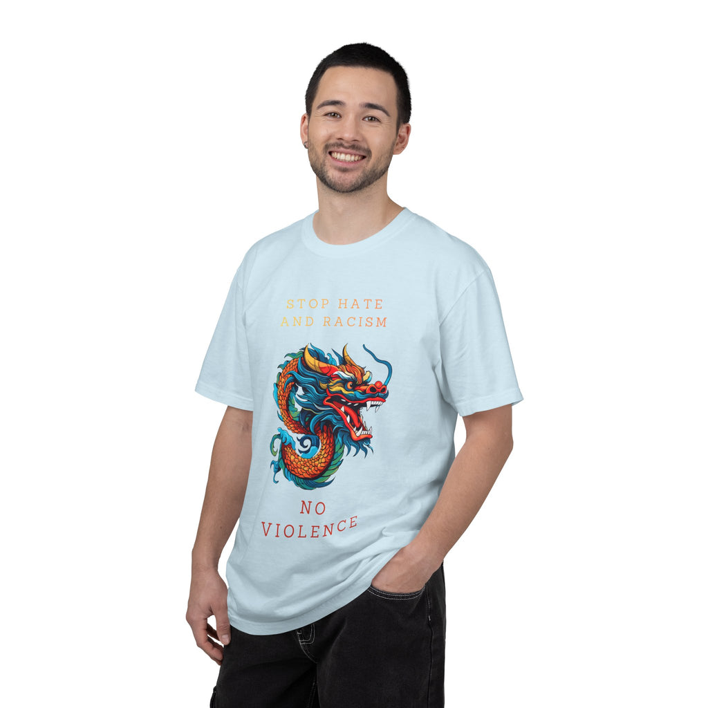 T-Shirt — 'Stop Hate and Racism, No Violence' Dragon Graphic Tee