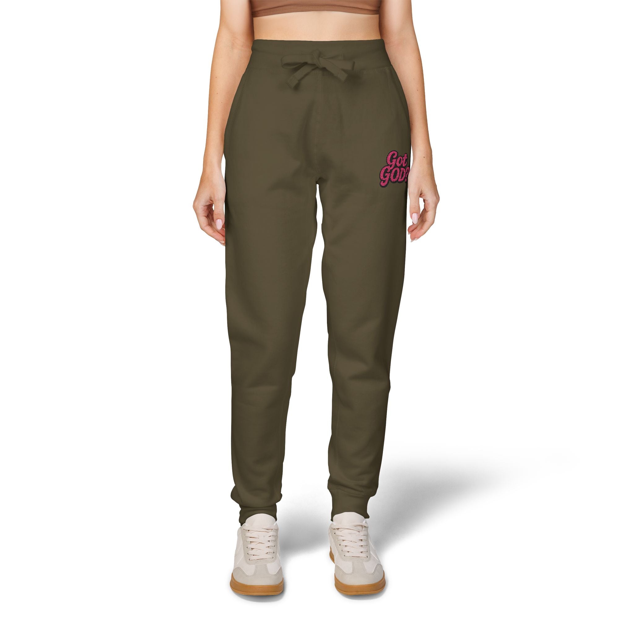 Embroidered 'Get Yours' Fleece Sweatpants — Cozy White Joggers