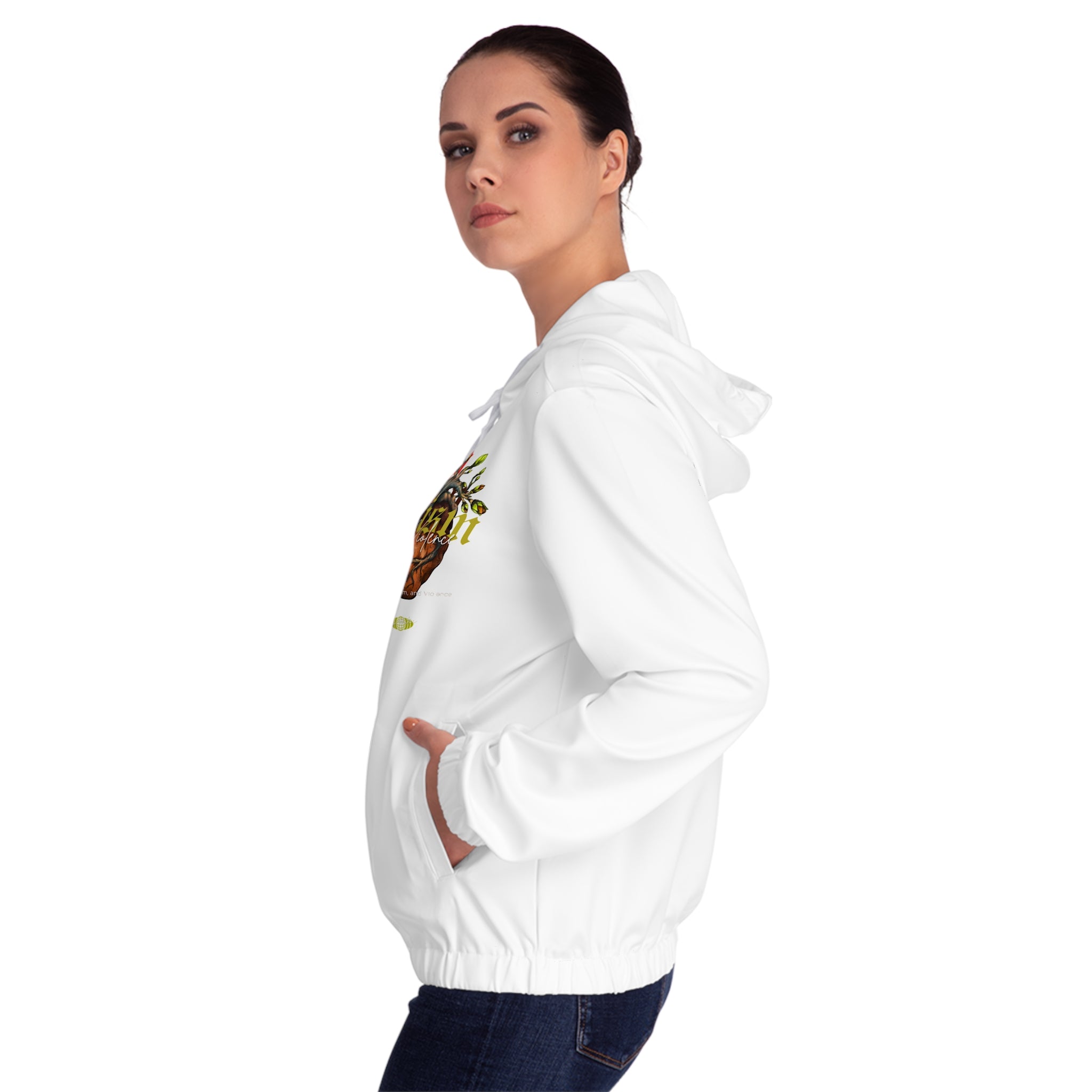 Heart & Herbs Graphic Zip-Up Hoodie — Botanical Heart Design